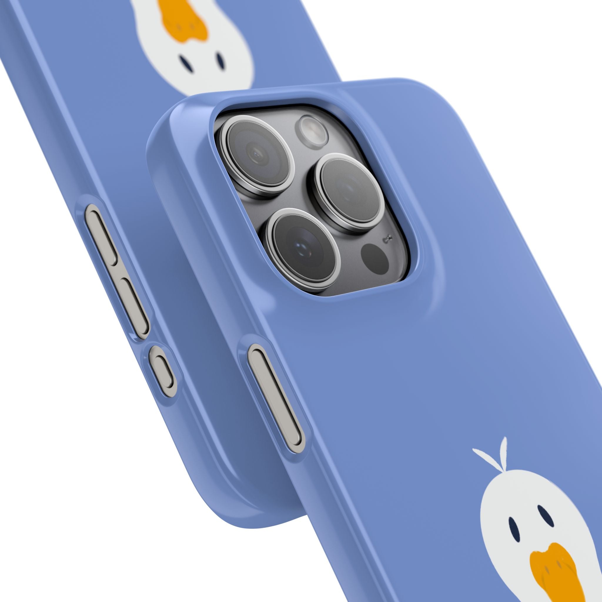 Cute Goose Phone Case – Blue Snap Phone Cover with Whimsical Bird Design
