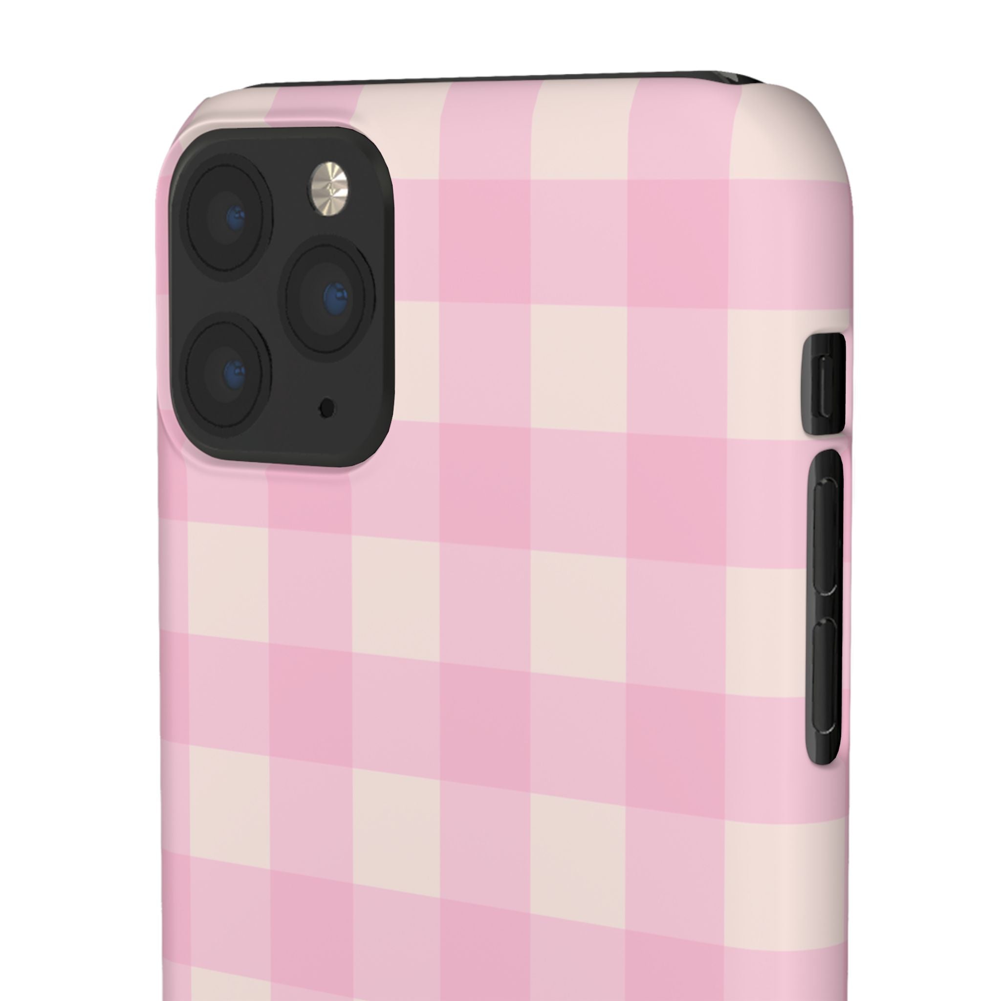 Pink Gingham Snap Phone Case - Cute Pastel Checkered iPhone Cover