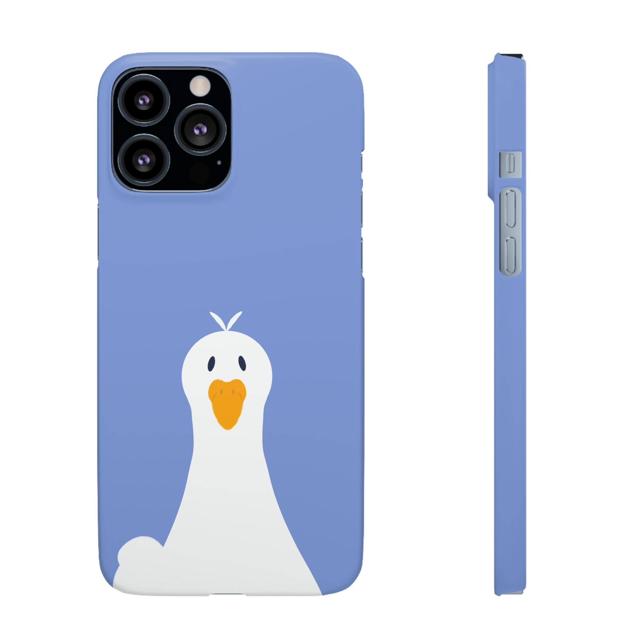 Cute Goose Phone Case – Blue Snap Phone Cover with Whimsical Bird Design