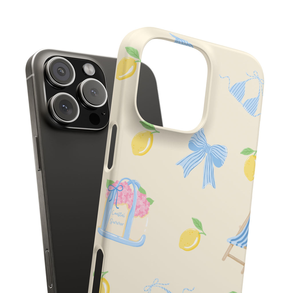 Cute Lemon & Beach Pattern Phone Case — Pastel Summer Snap Case