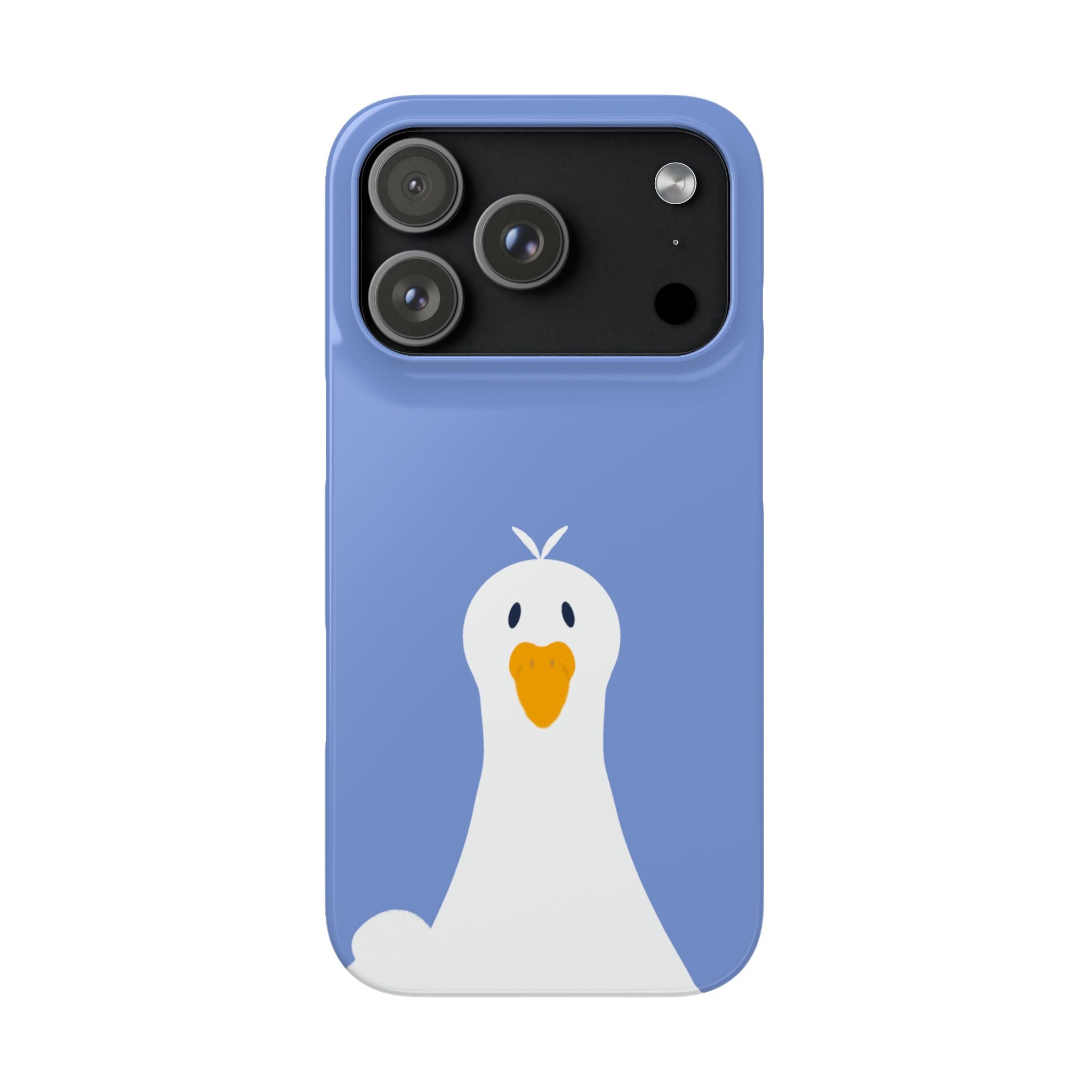 Cute Goose Phone Case – Blue Snap Phone Cover with Whimsical Bird Design