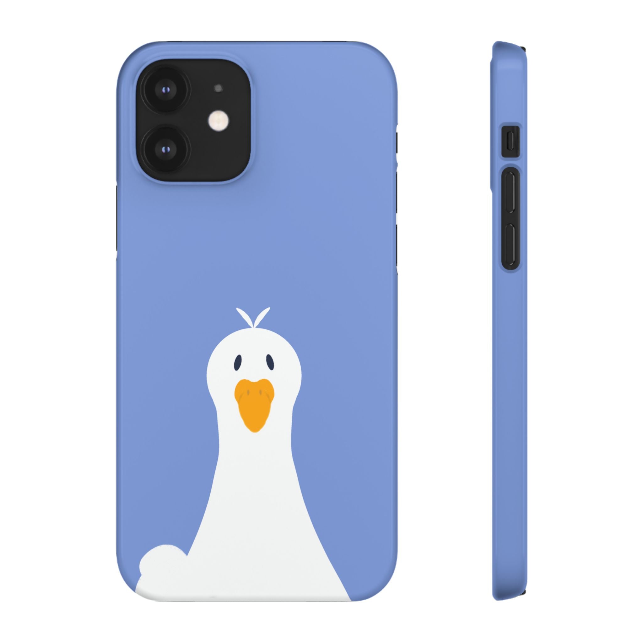 Cute Goose Phone Case – Blue Snap Phone Cover with Whimsical Bird Design