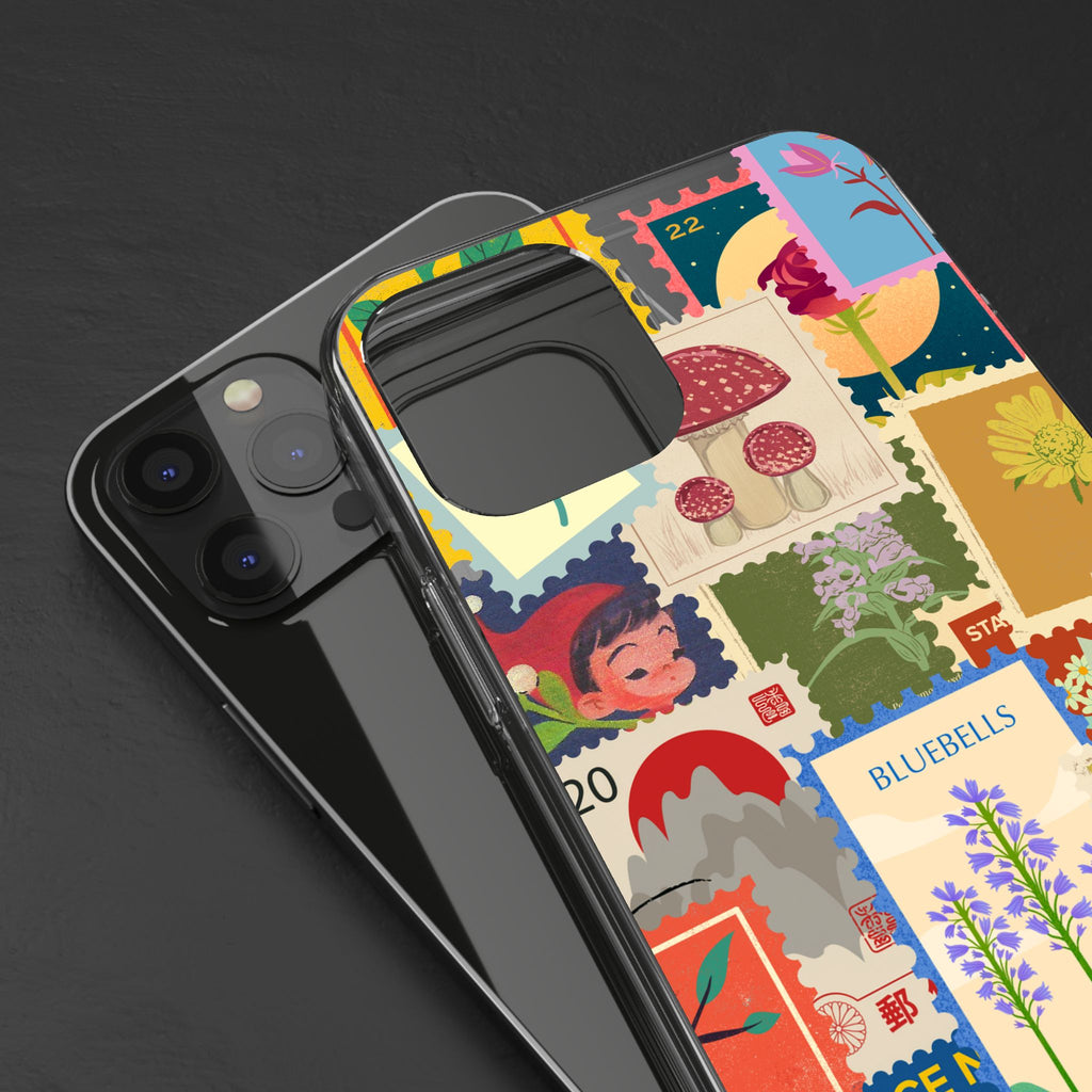 Clear Case — Vintage Floral Stamp Collage Phone Case