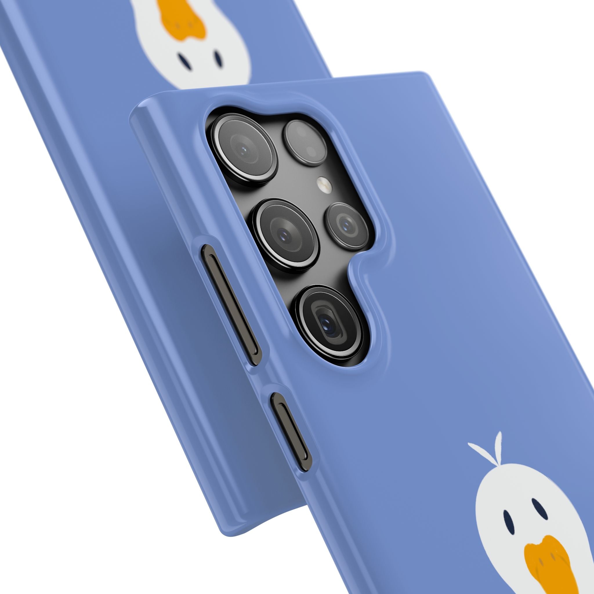 Cute Goose Phone Case – Blue Snap Phone Cover with Whimsical Bird Design