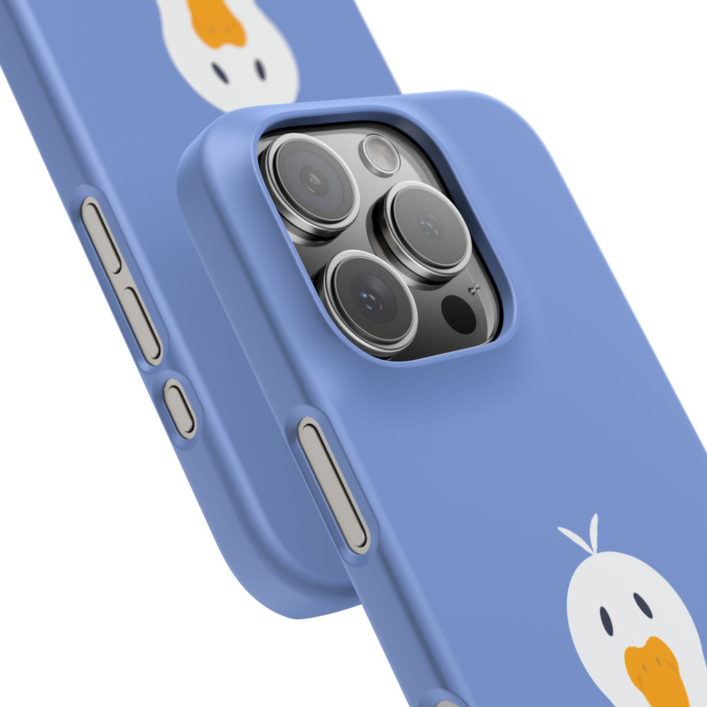 Cute Goose Phone Case – Blue Snap Phone Cover with Whimsical Bird Design