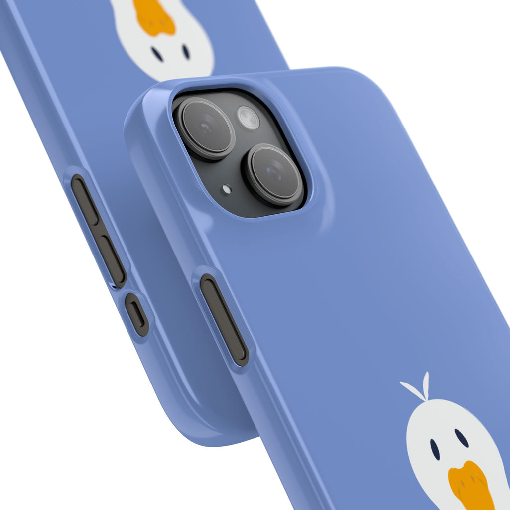 Cute Goose Phone Case – Blue Snap Phone Cover with Whimsical Bird Design