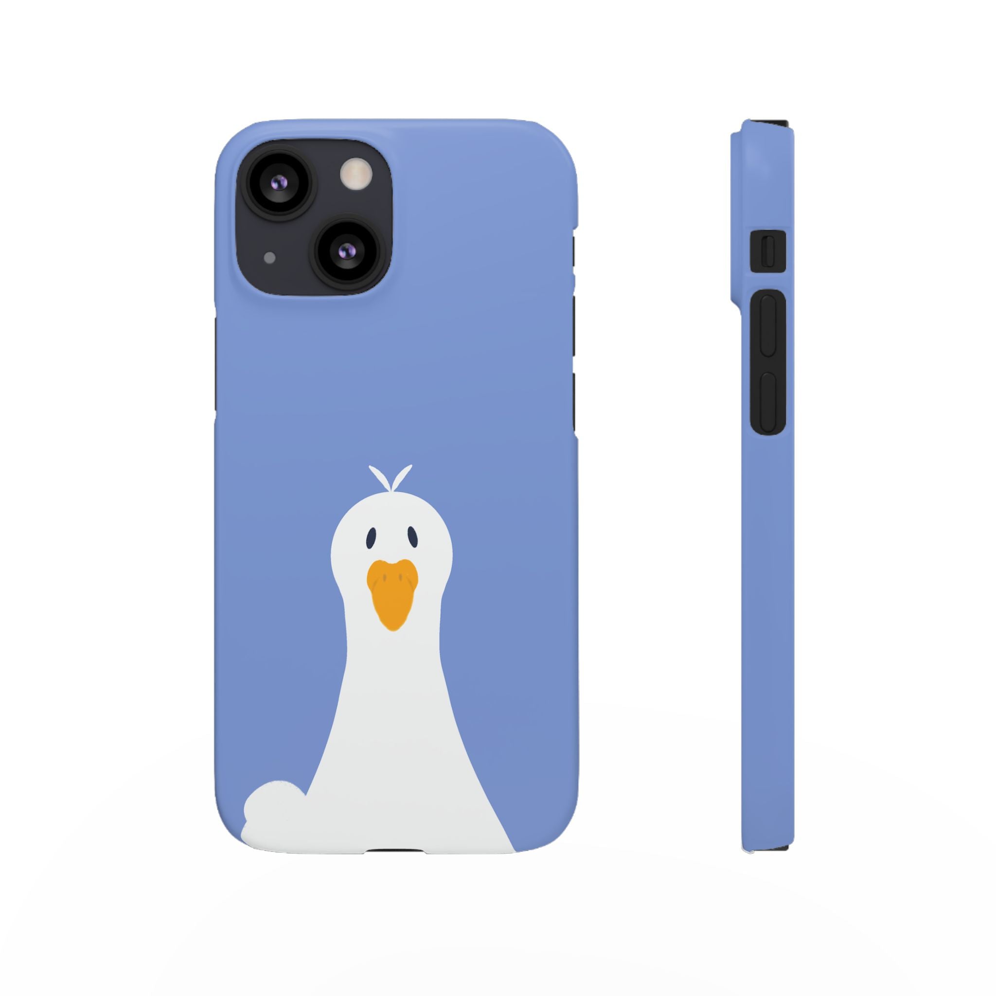 Cute Goose Phone Case – Blue Snap Phone Cover with Whimsical Bird Design