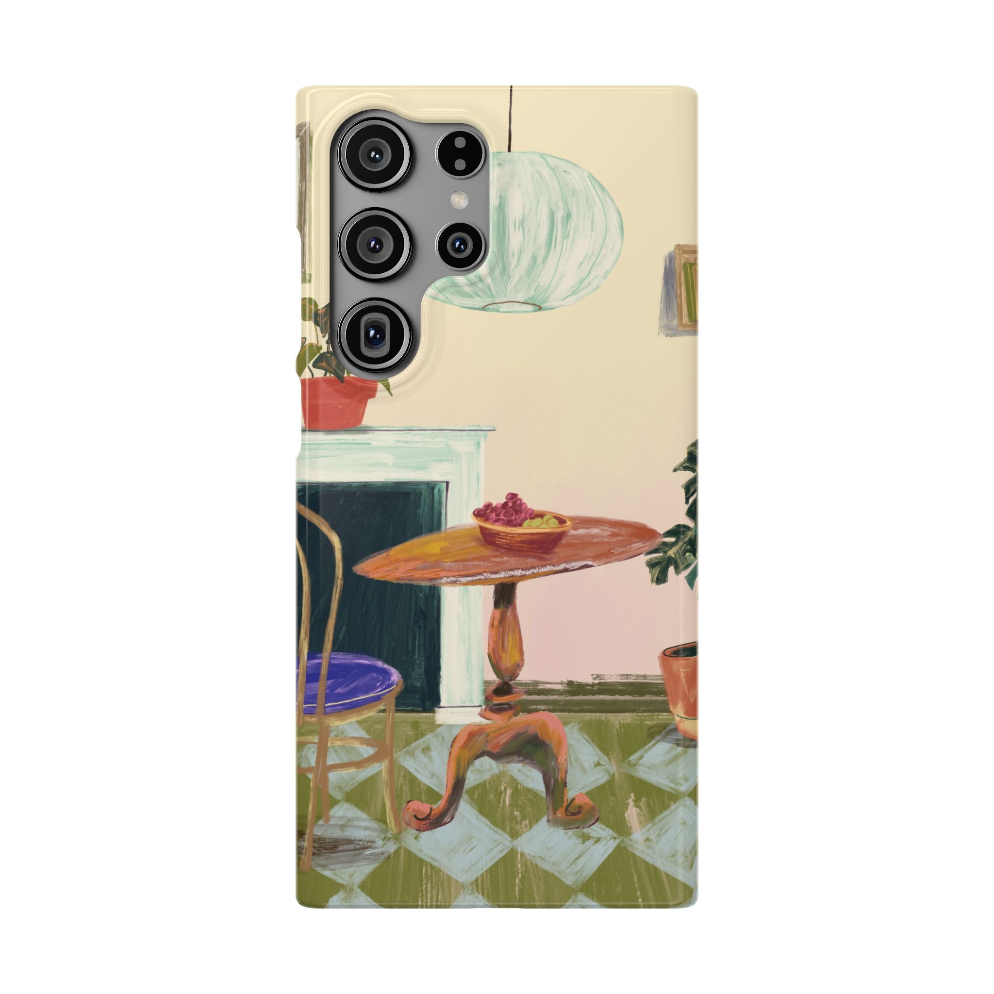Vintage Bistro Phone Case — Cozy Cafe Interior Illustration Snap Case