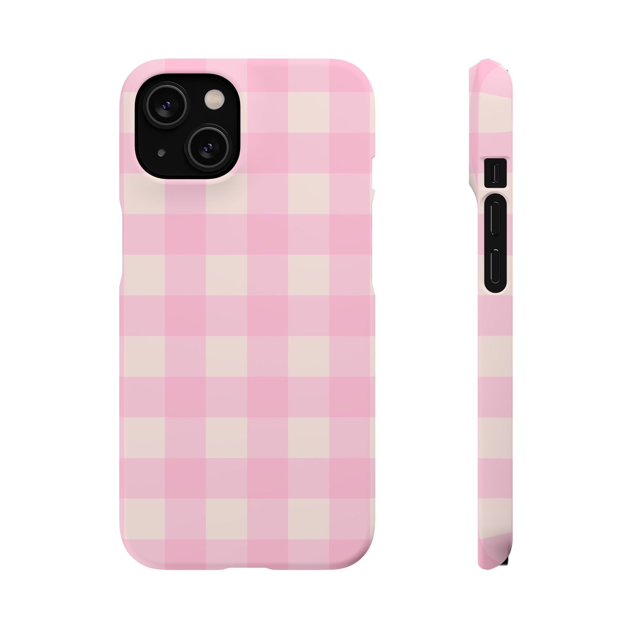 Pink Gingham Snap Phone Case - Cute Pastel Checkered iPhone Cover