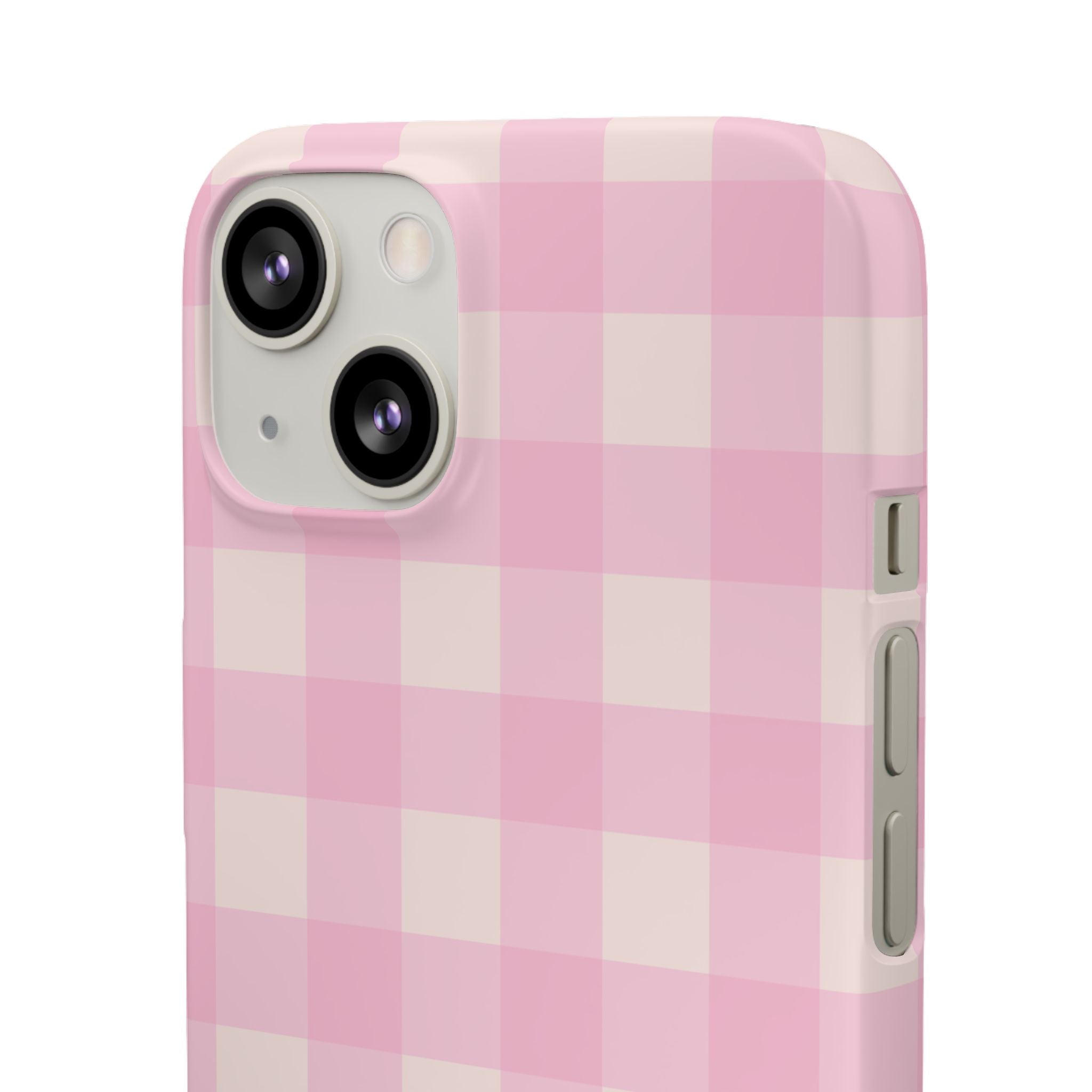 Pink Gingham Snap Phone Case - Cute Pastel Checkered iPhone Cover