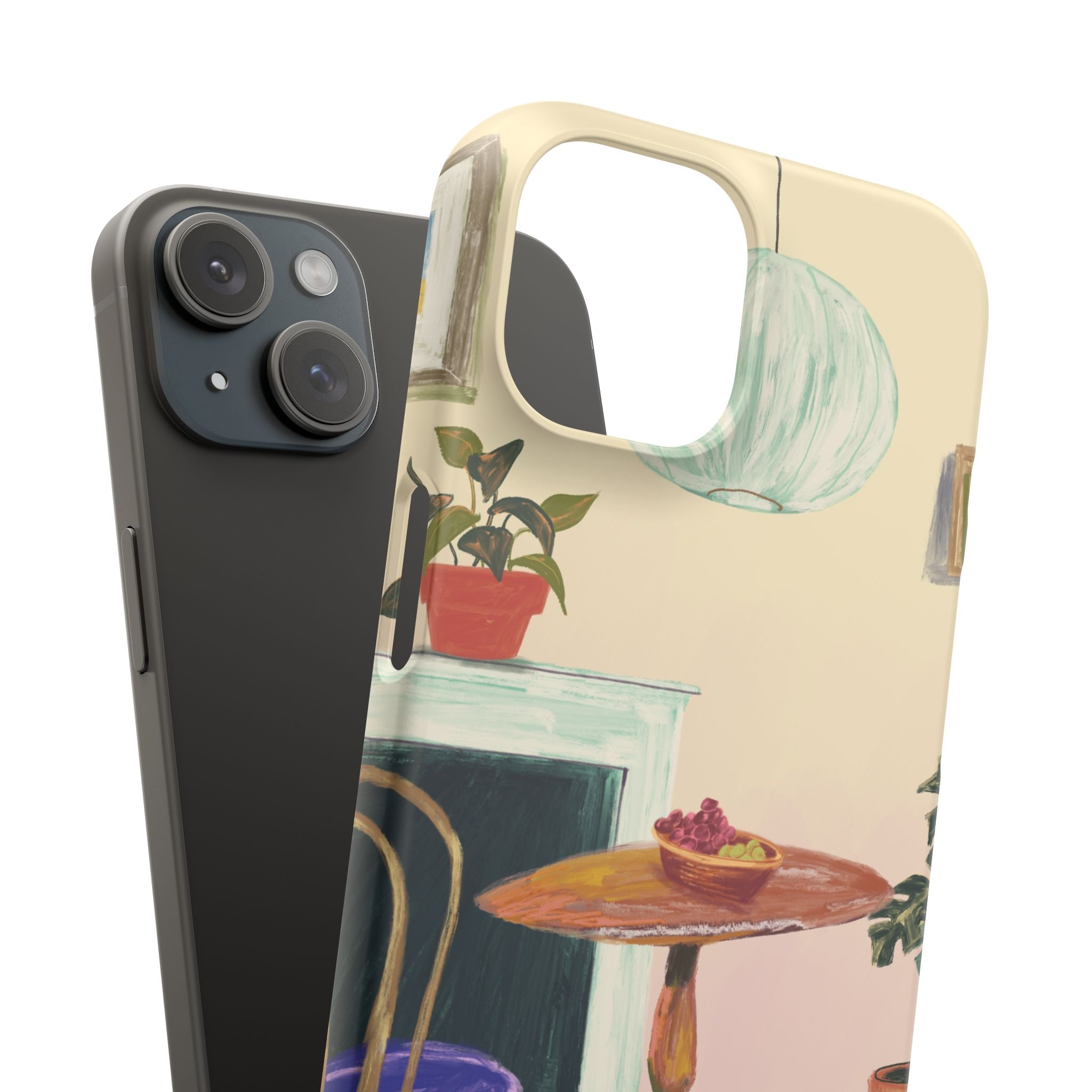 Vintage Bistro Phone Case — Cozy Cafe Interior Illustration Snap Case