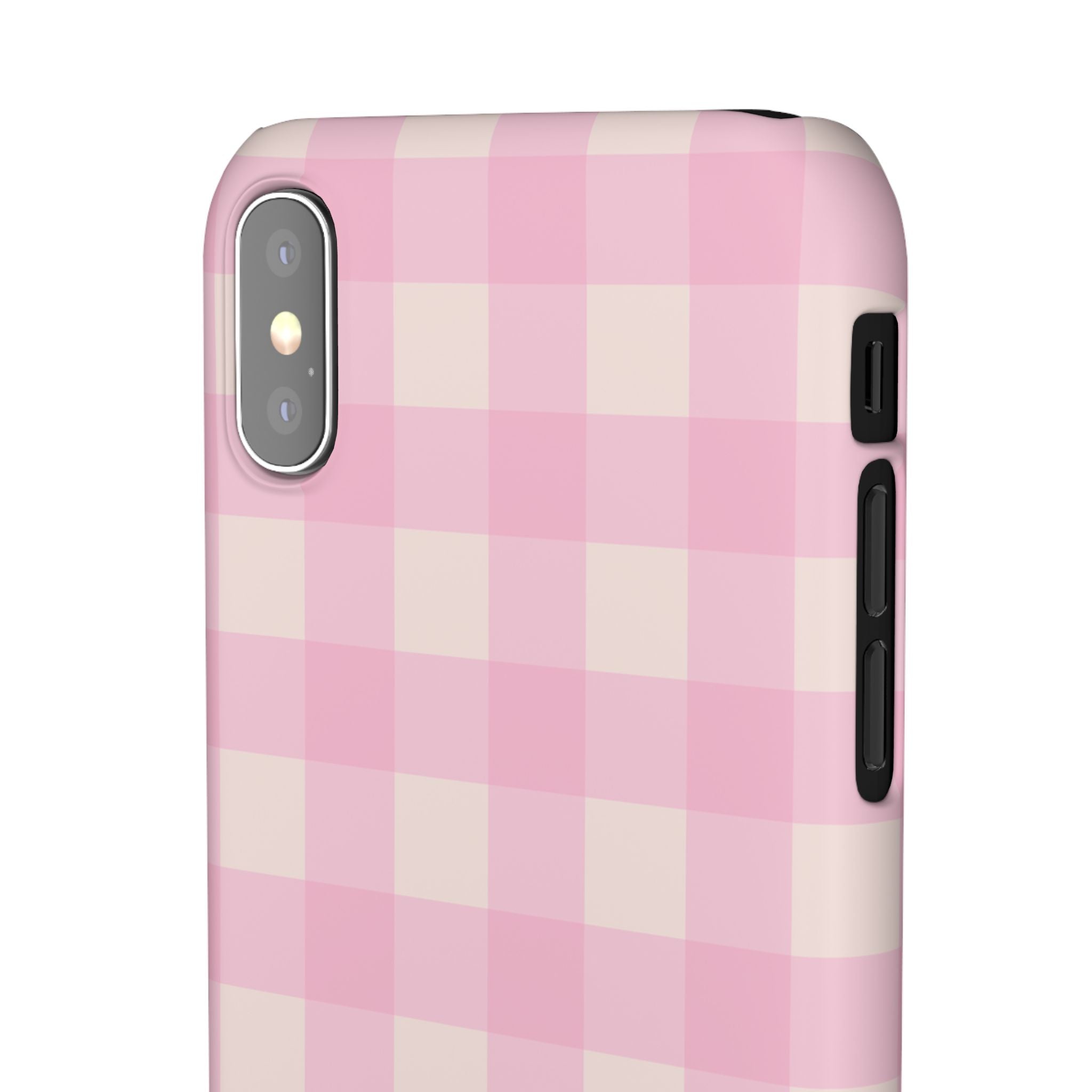 Pink Gingham Snap Phone Case - Cute Pastel Checkered iPhone Cover