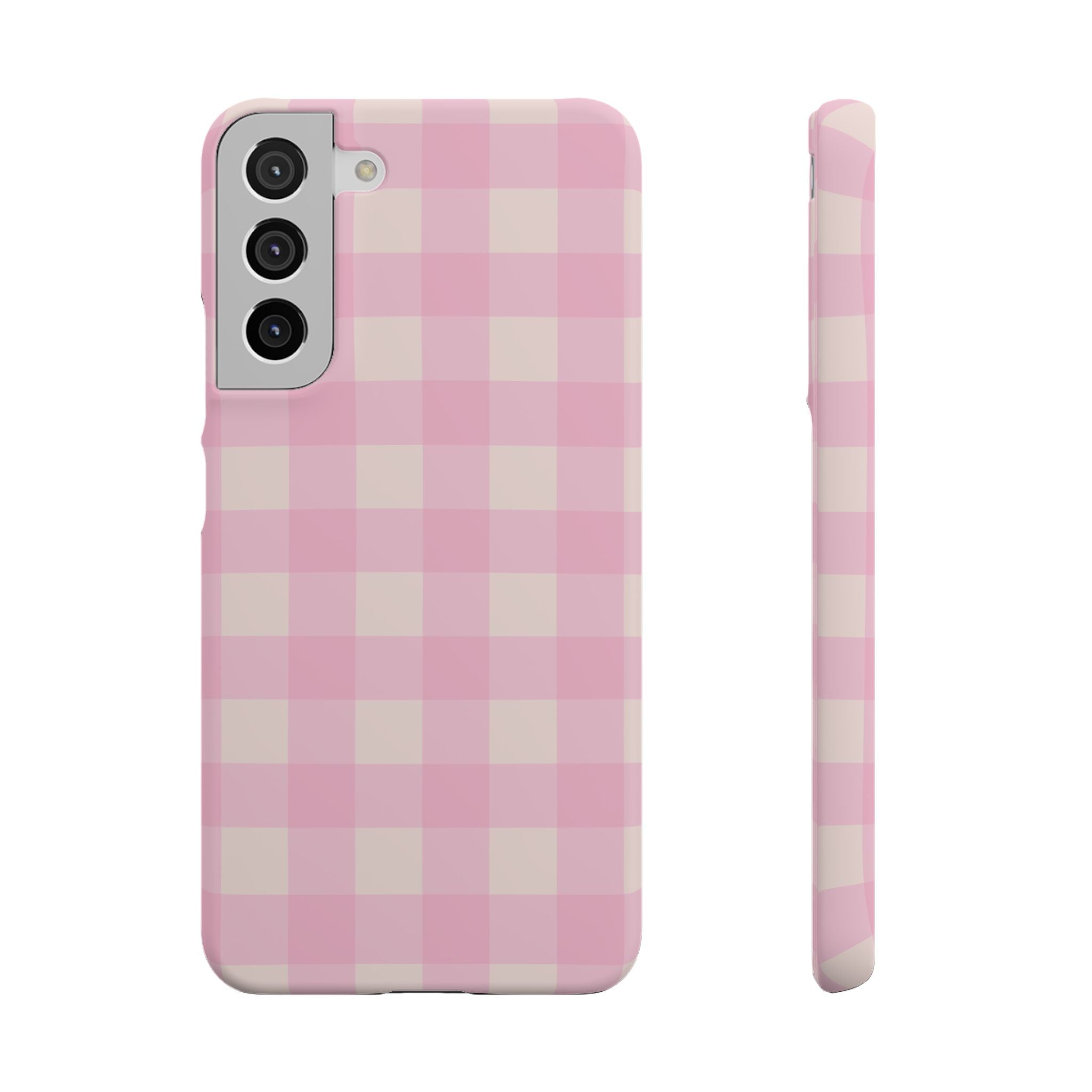 Pink Gingham Snap Phone Case - Cute Pastel Checkered iPhone Cover