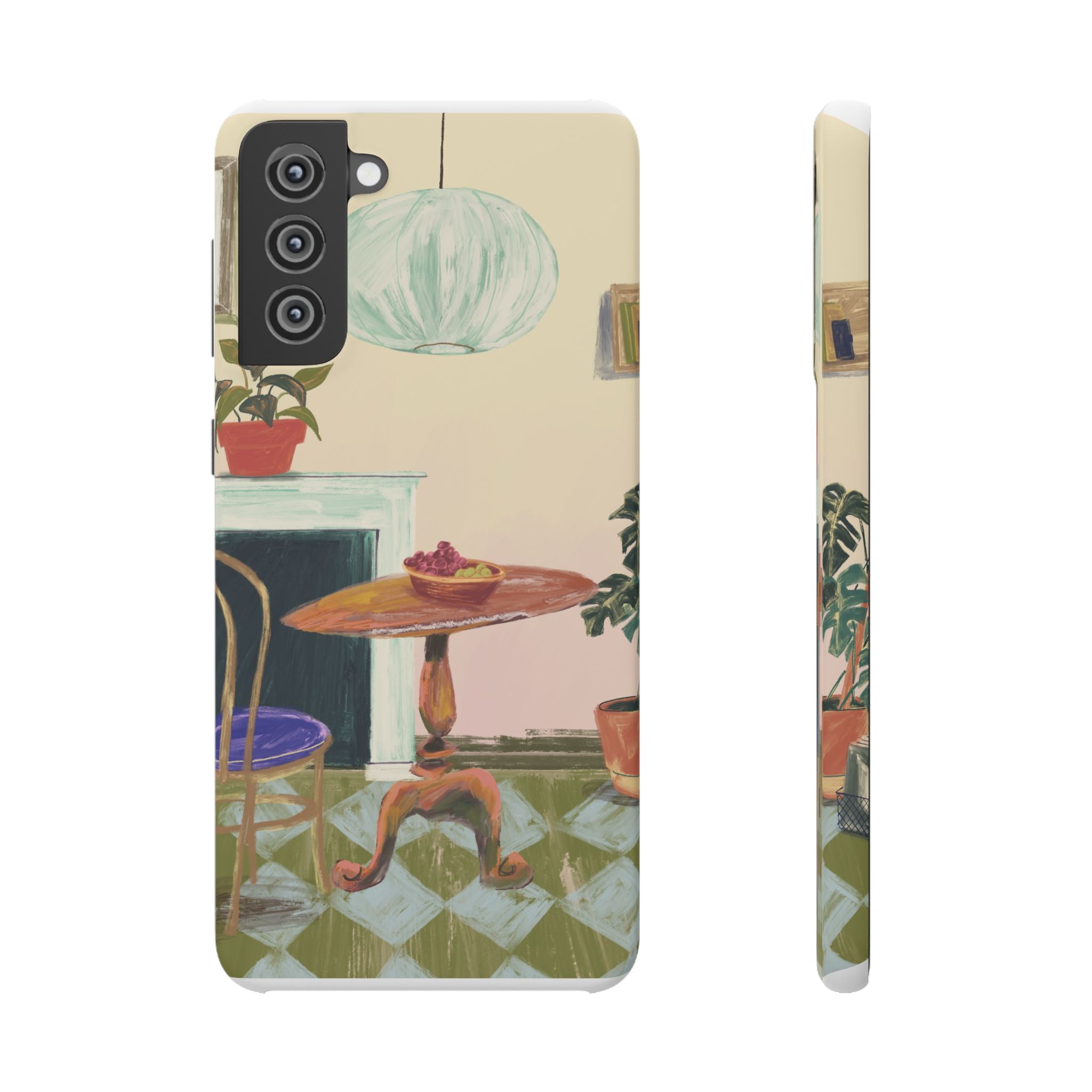 Vintage Bistro Phone Case — Cozy Cafe Interior Illustration Snap Case