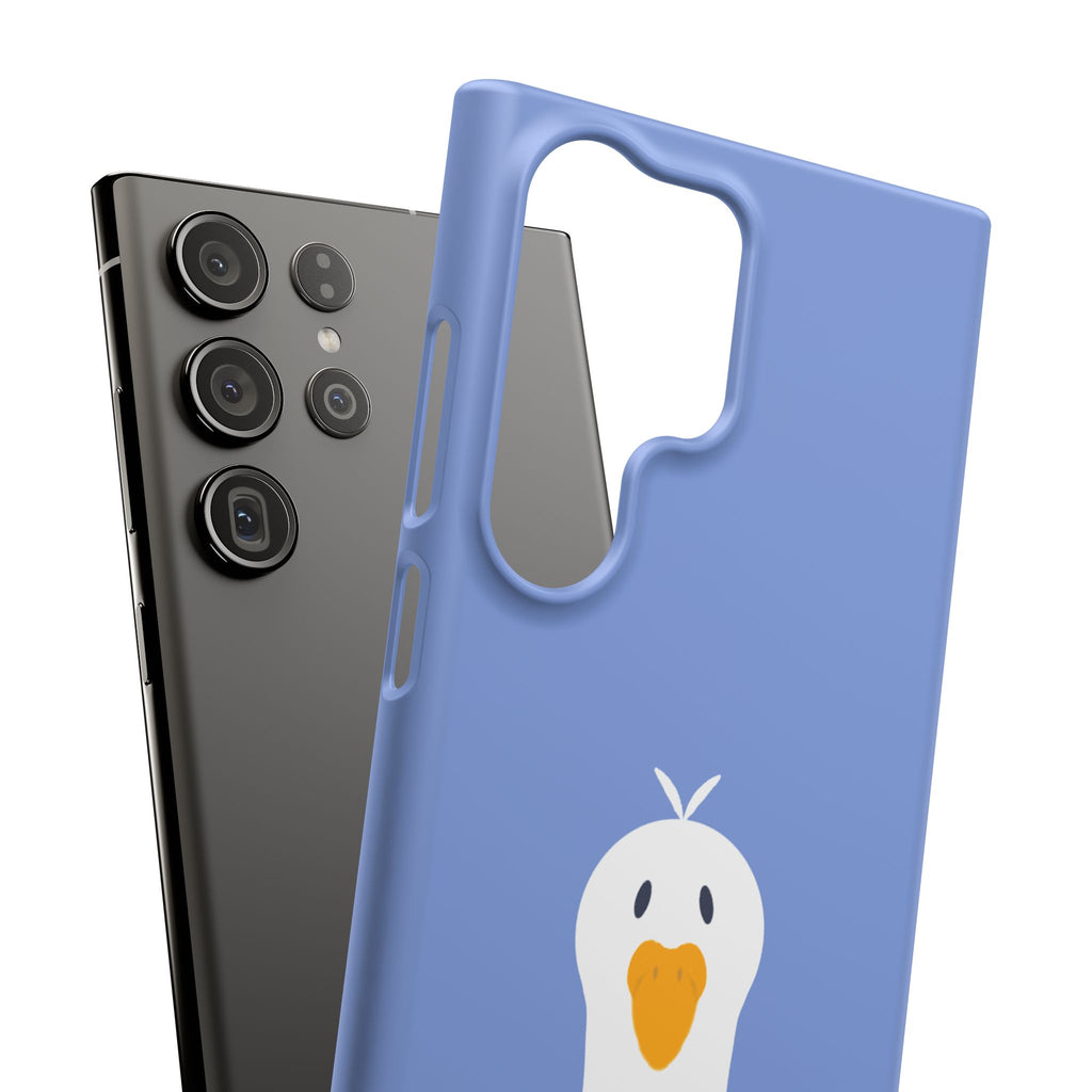 Cute Goose Phone Case – Blue Snap Phone Cover with Whimsical Bird Design