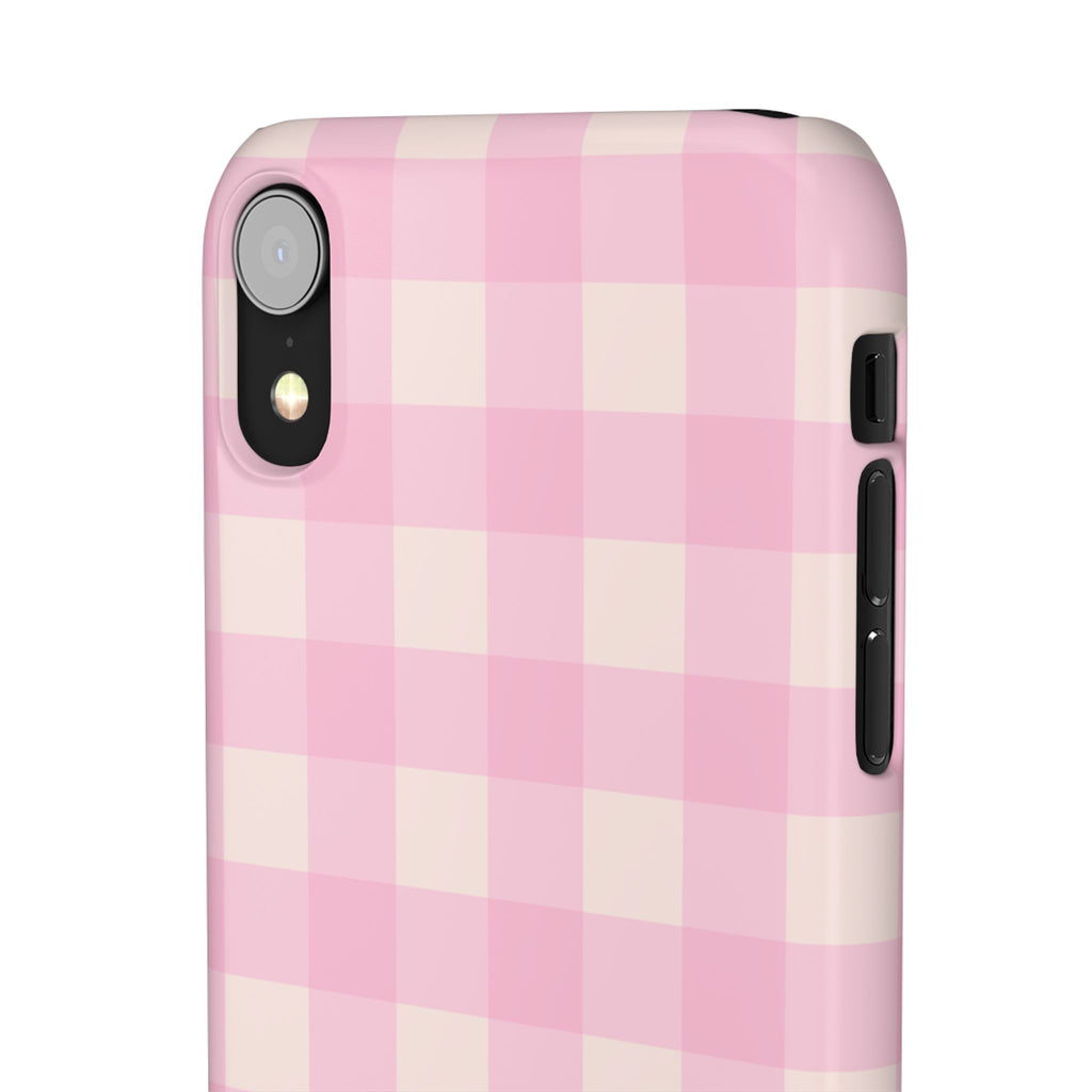 Pink Gingham Snap Phone Case - Cute Pastel Checkered iPhone Cover
