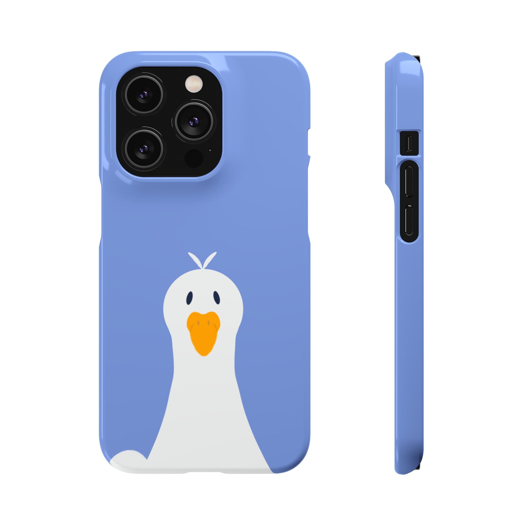 Cute Goose Phone Case – Blue Snap Phone Cover with Whimsical Bird Design