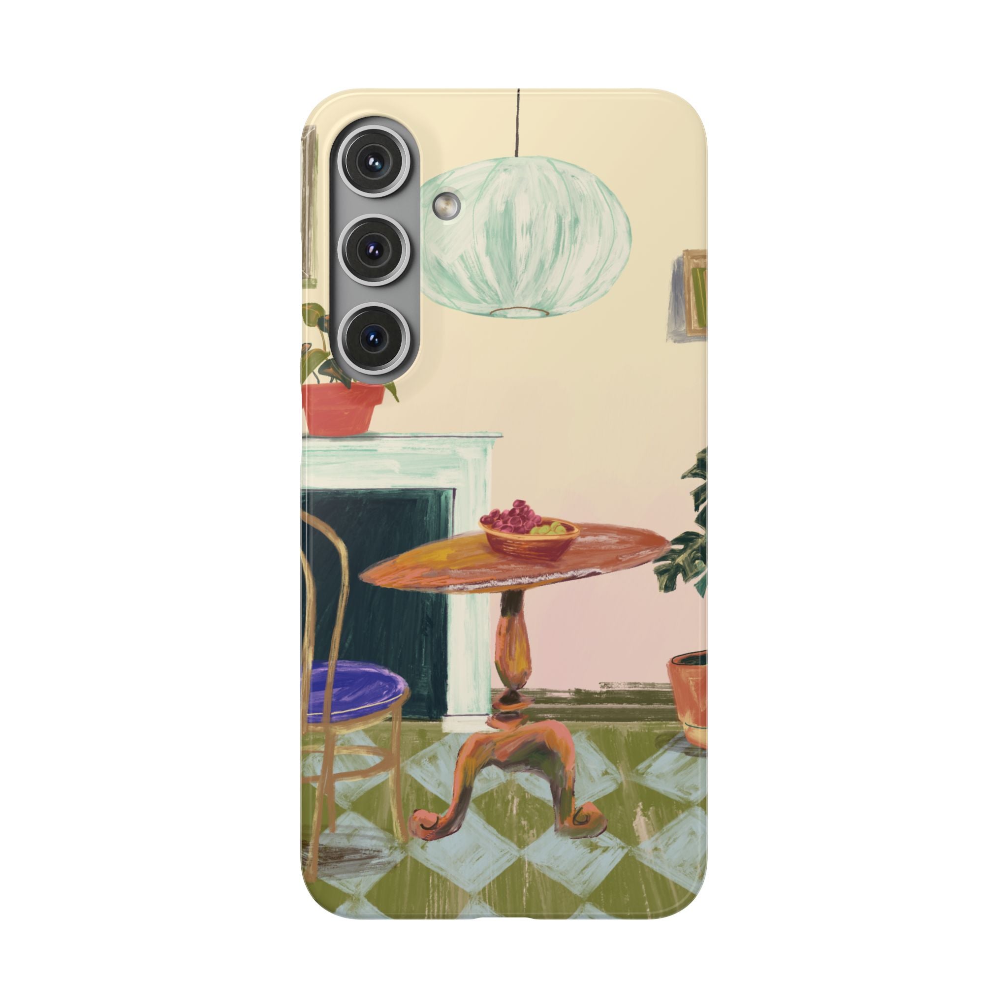Vintage Bistro Phone Case — Cozy Cafe Interior Illustration Snap Case
