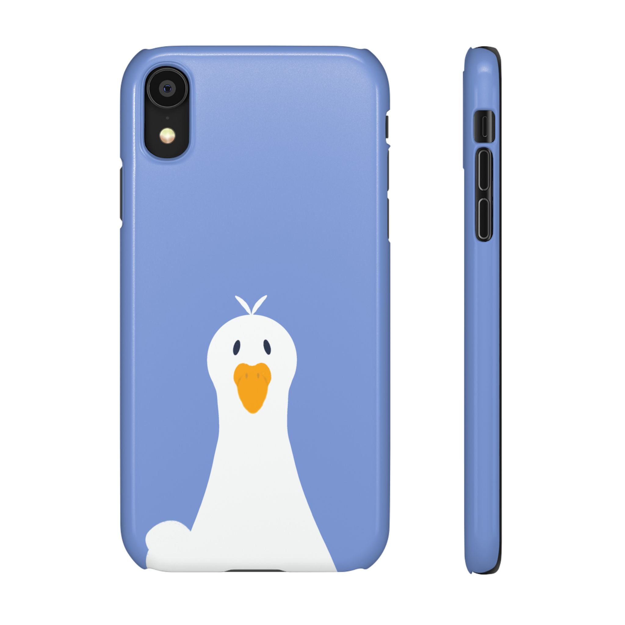 Cute Goose Phone Case – Blue Snap Phone Cover with Whimsical Bird Design