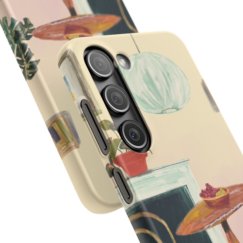 Vintage Bistro Phone Case — Cozy Cafe Interior Illustration Snap Case