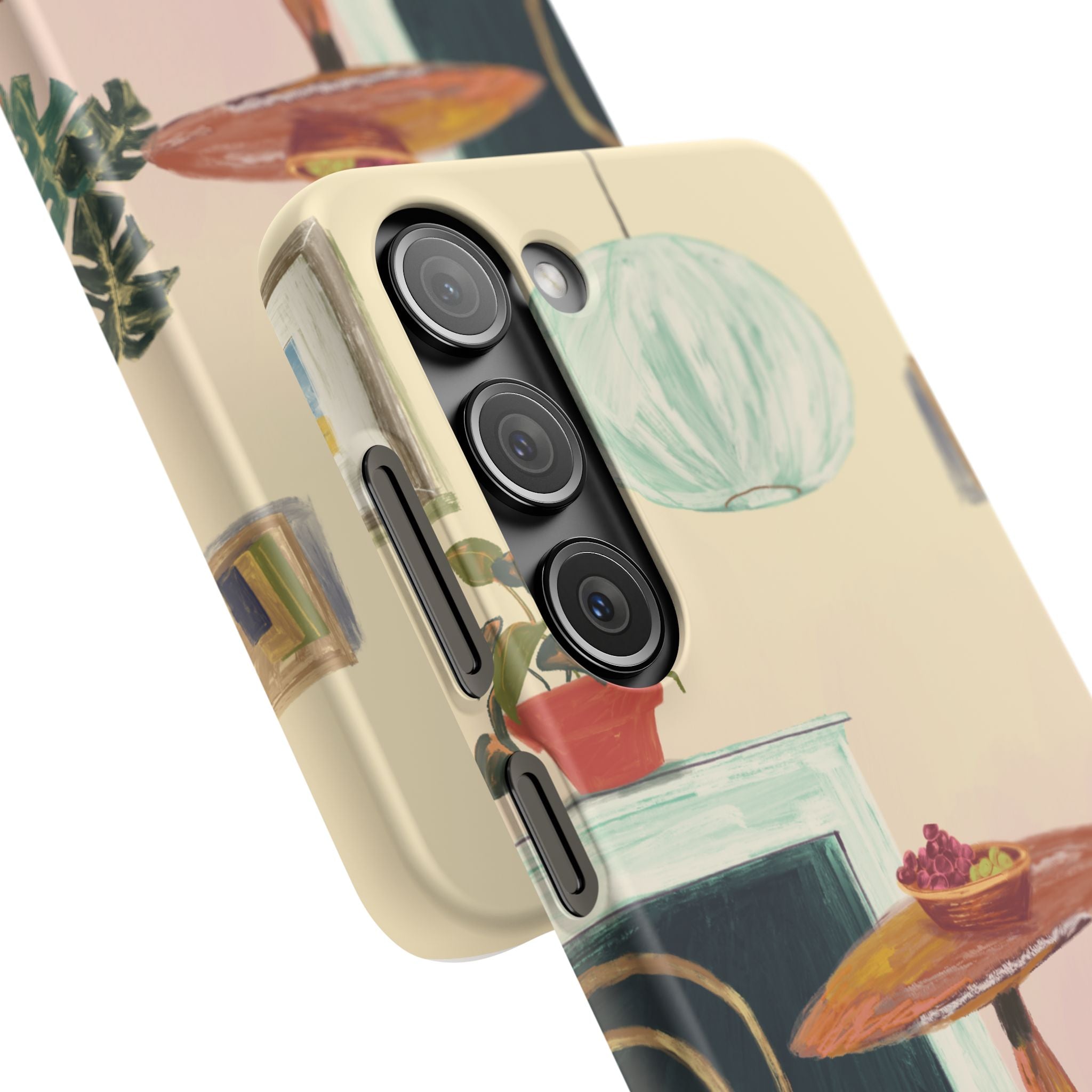 Vintage Bistro Phone Case — Cozy Cafe Interior Illustration Snap Case