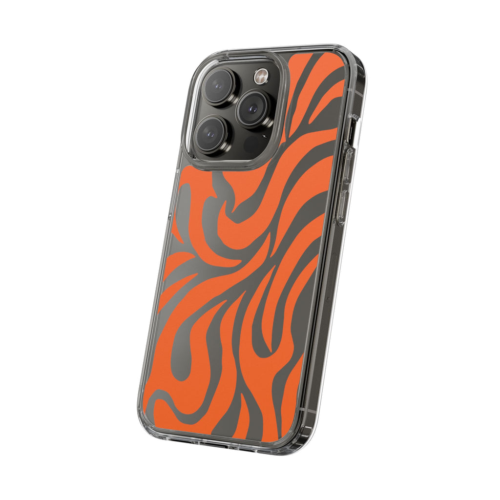 Orange Tiger Stripe Clear Phone Case — Bold Animal Print iPhone Cover
