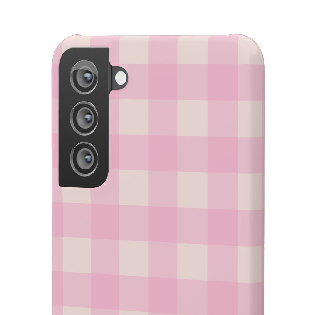 Pink Gingham Snap Phone Case - Cute Pastel Checkered iPhone Cover