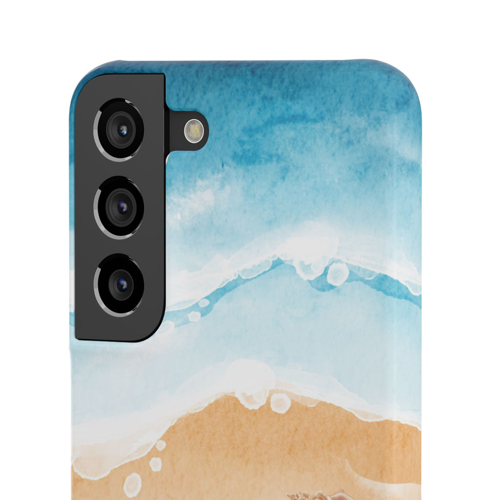 Beach Scene Phone Case — Watercolor Sand, Seashells & Crabs