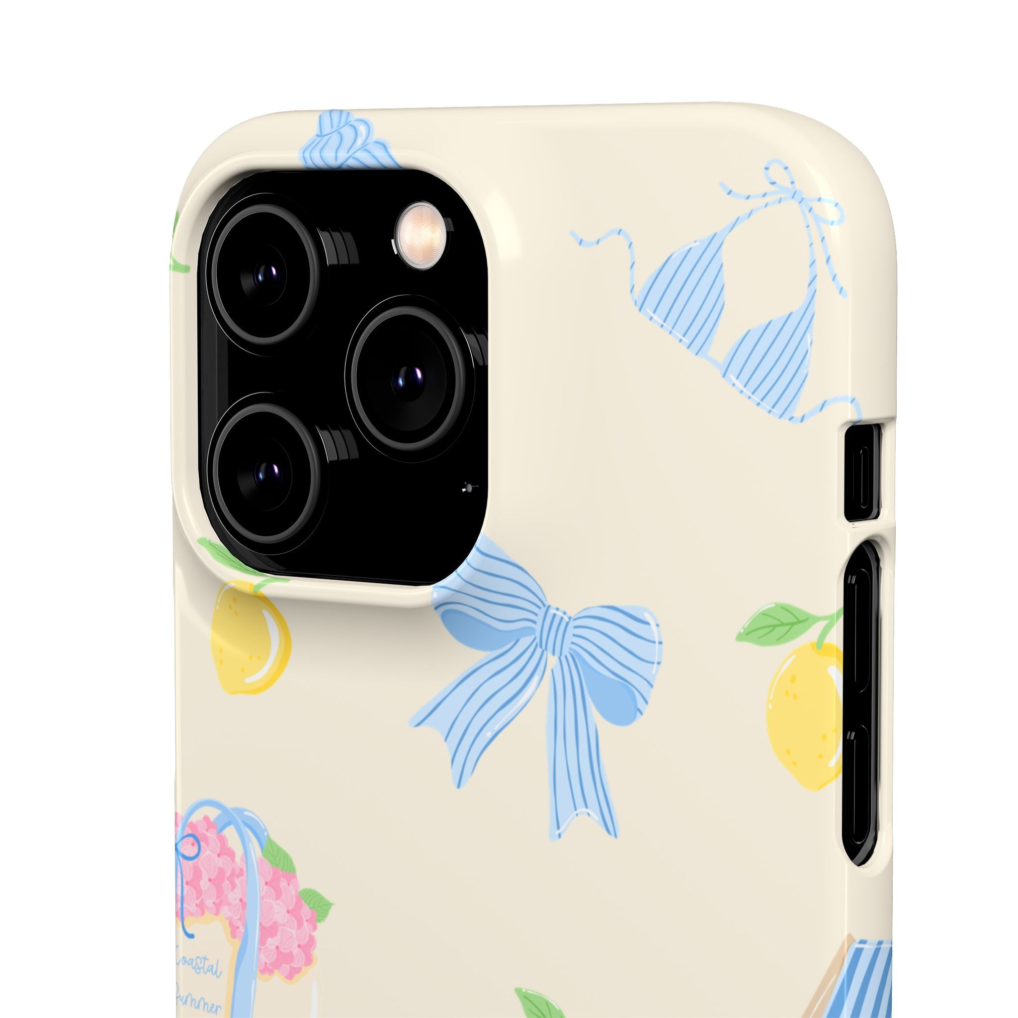 Cute Lemon & Beach Pattern Phone Case — Pastel Summer Snap Case