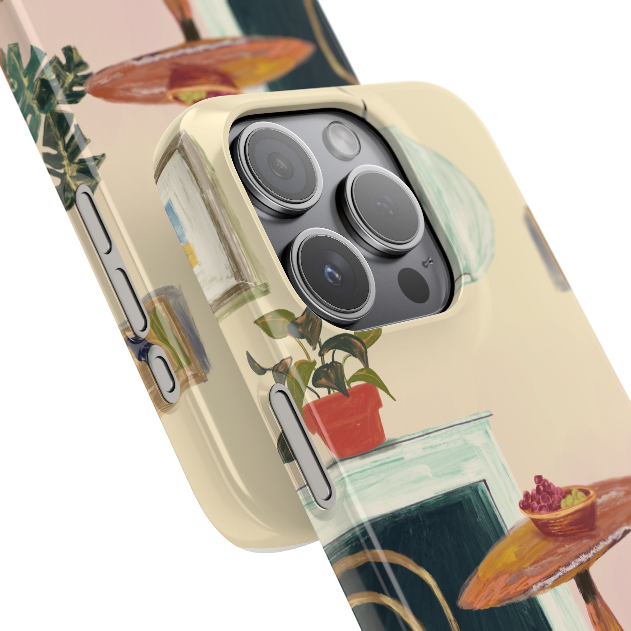 Vintage Bistro Phone Case — Cozy Cafe Interior Illustration Snap Case
