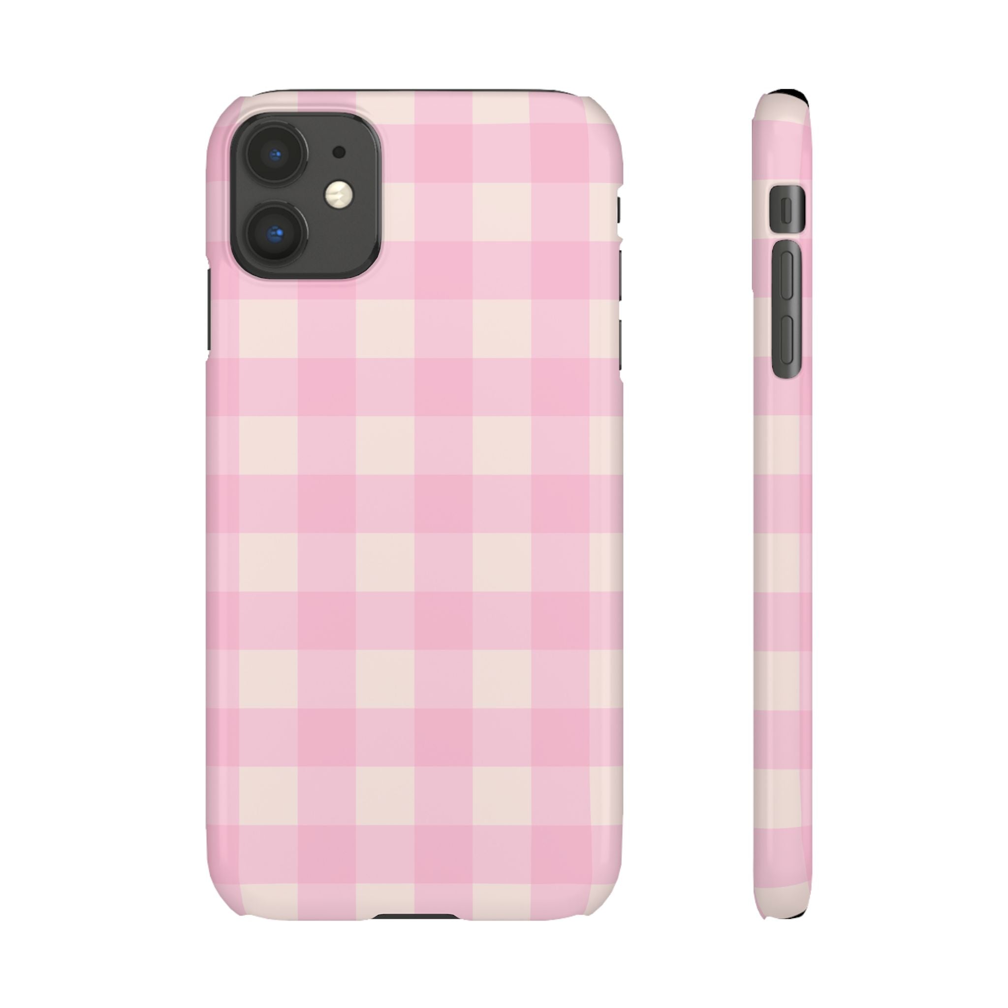 Pink Gingham Snap Phone Case - Cute Pastel Checkered iPhone Cover