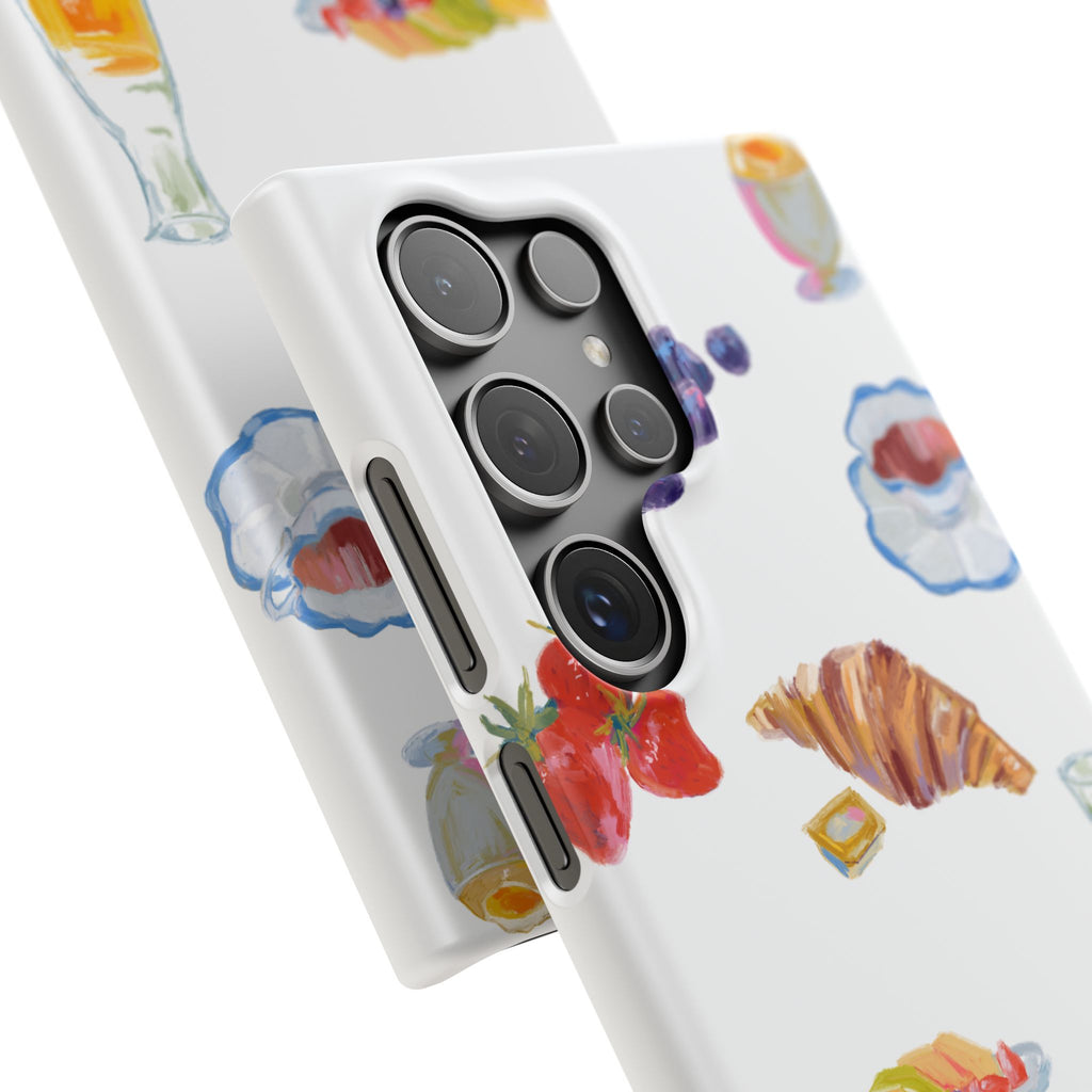 Phone Case — Watercolor Breakfast Pattern (croissant, berries, juice)