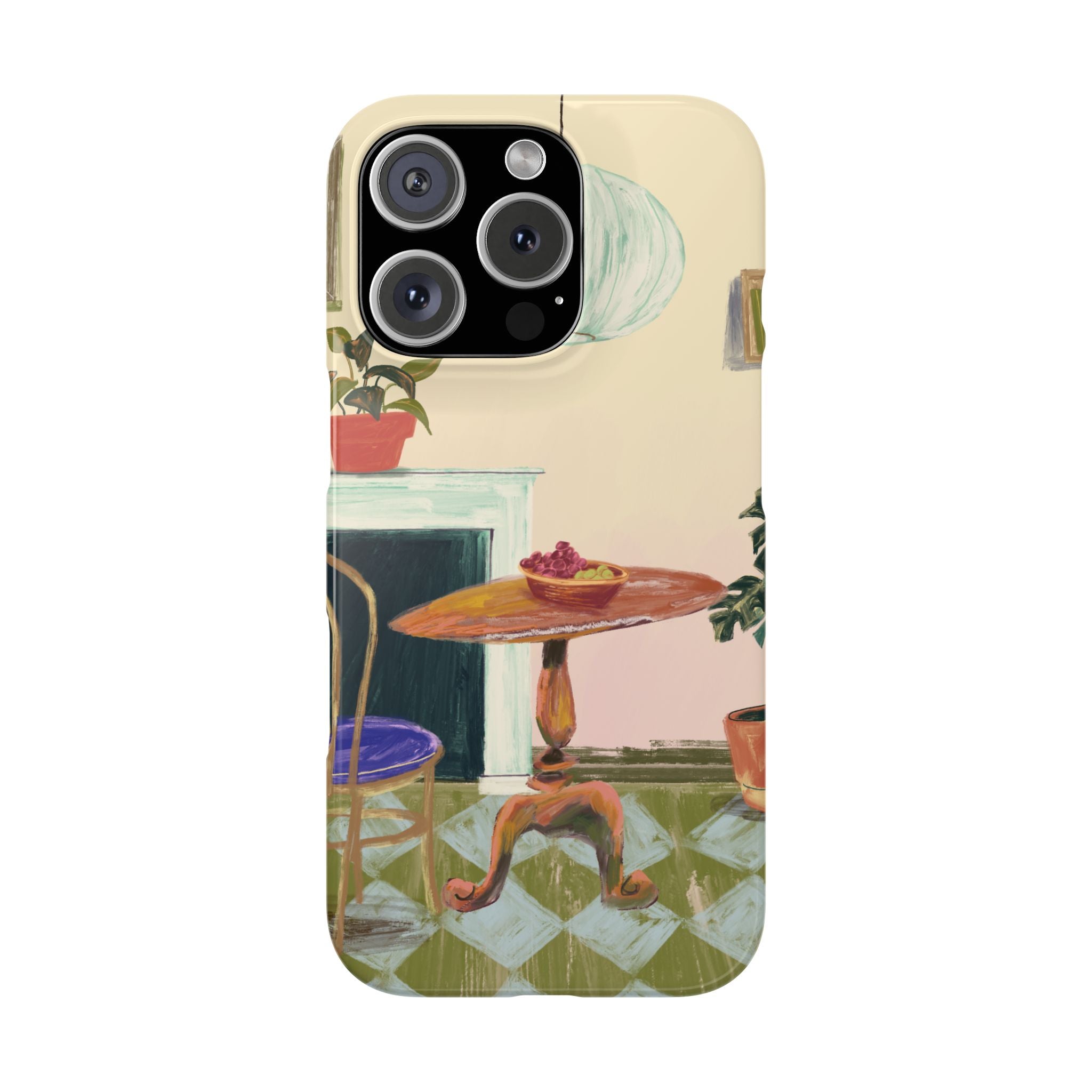 Vintage Bistro Phone Case — Cozy Cafe Interior Illustration Snap Case