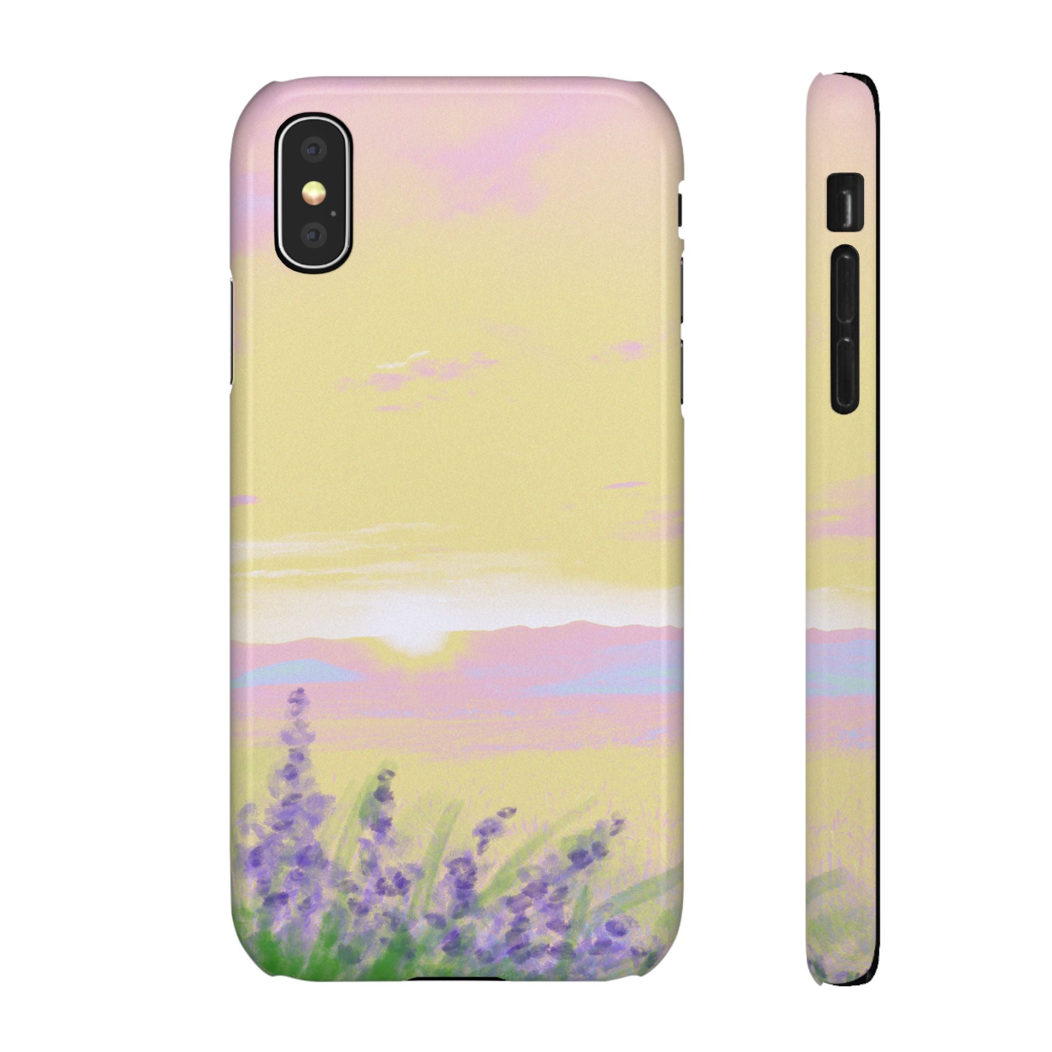 Pastel Lavender Field Phone Case — Sunset Sky Snap Case