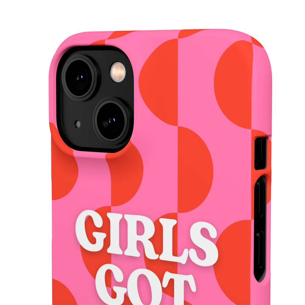 Girls Got Goals Phone Case - Retro Pink Red Motivational Snap Case