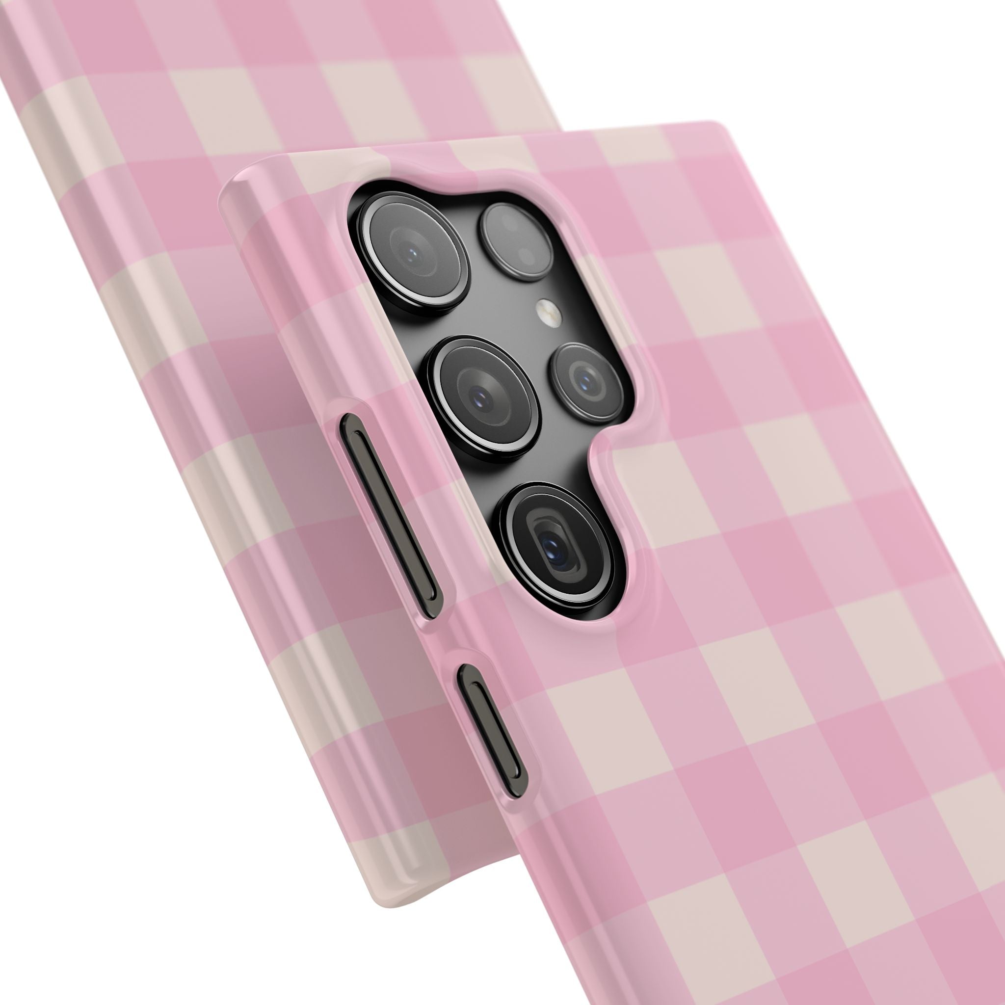 Pink Gingham Snap Phone Case - Cute Pastel Checkered iPhone Cover