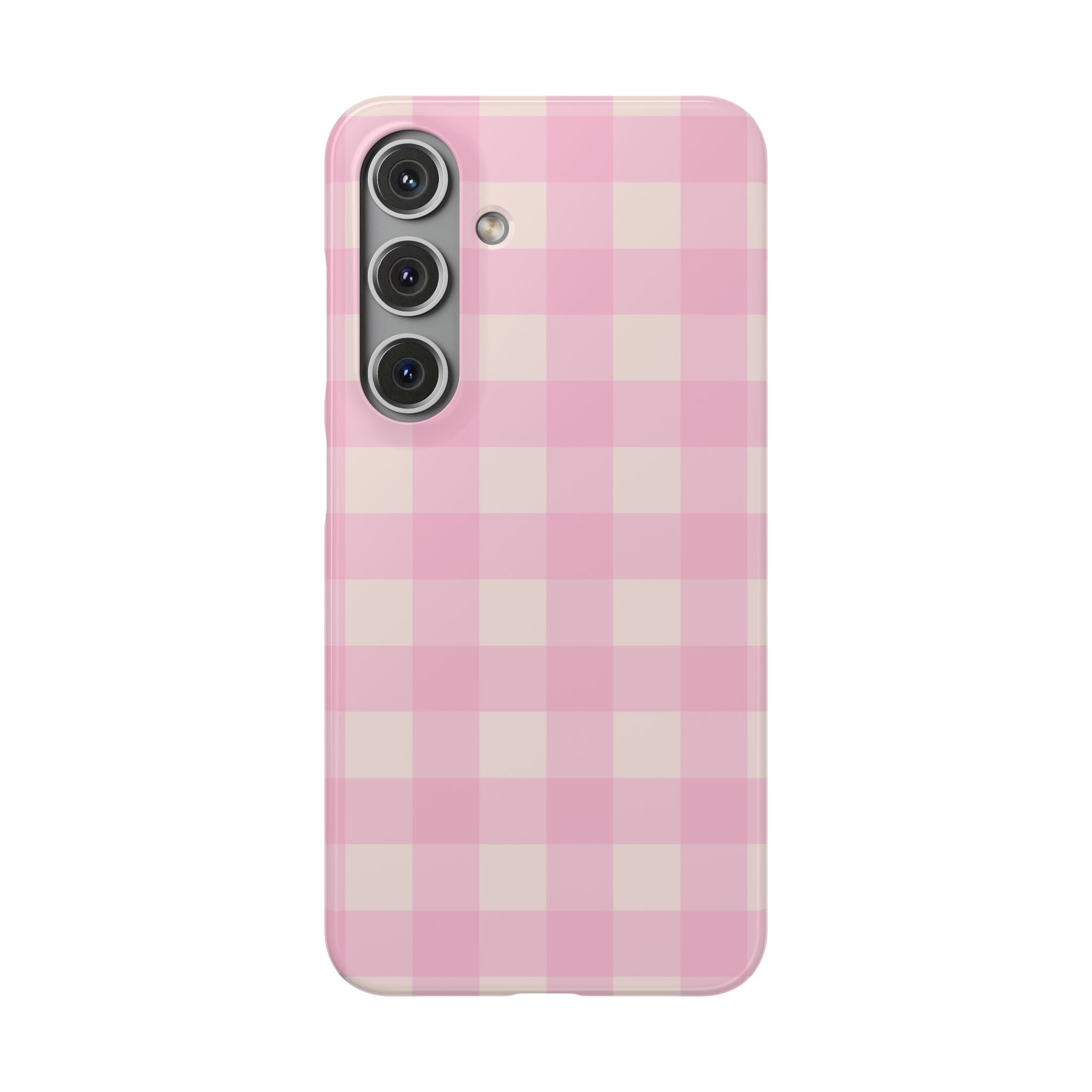 Pink Gingham Snap Phone Case - Cute Pastel Checkered iPhone Cover