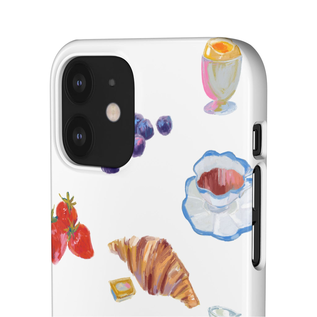 Phone Case — Watercolor Breakfast Pattern (croissant, berries, juice)