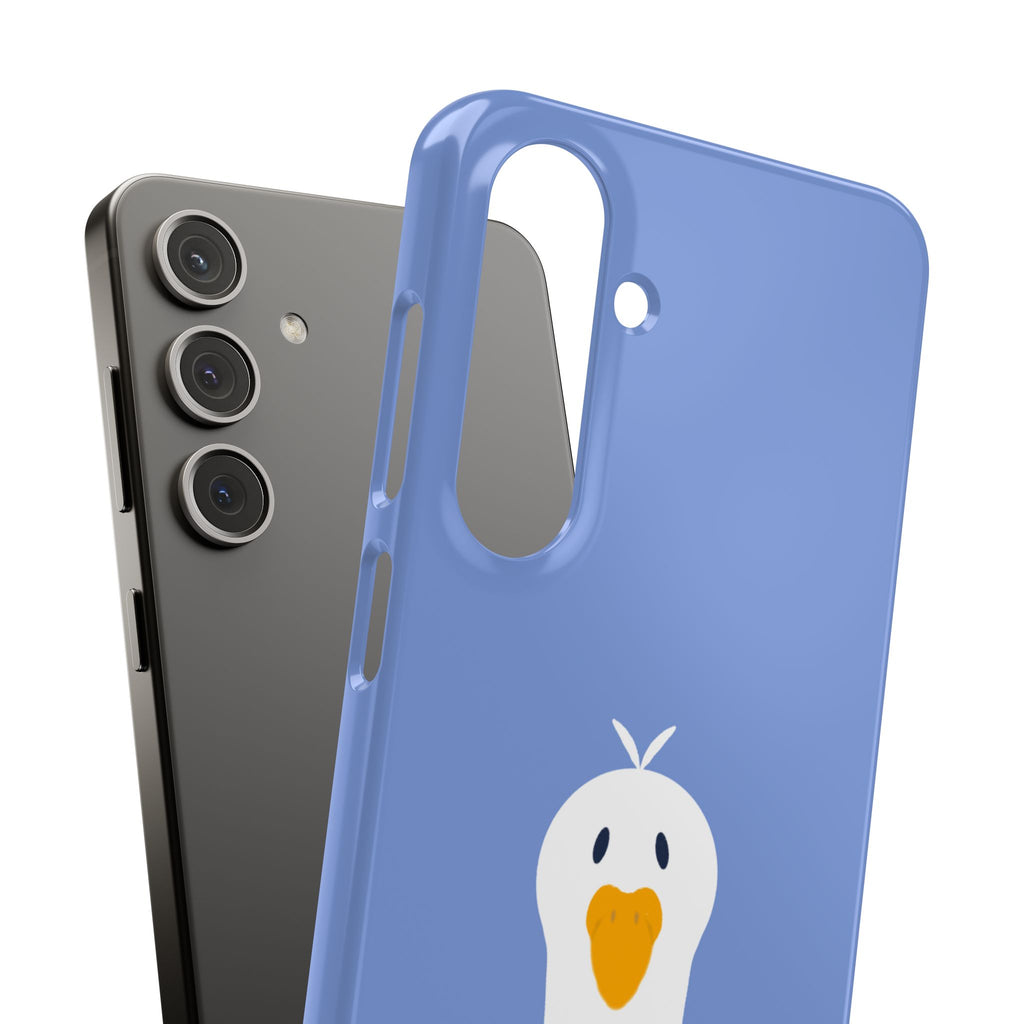 Cute Goose Phone Case – Blue Snap Phone Cover with Whimsical Bird Design