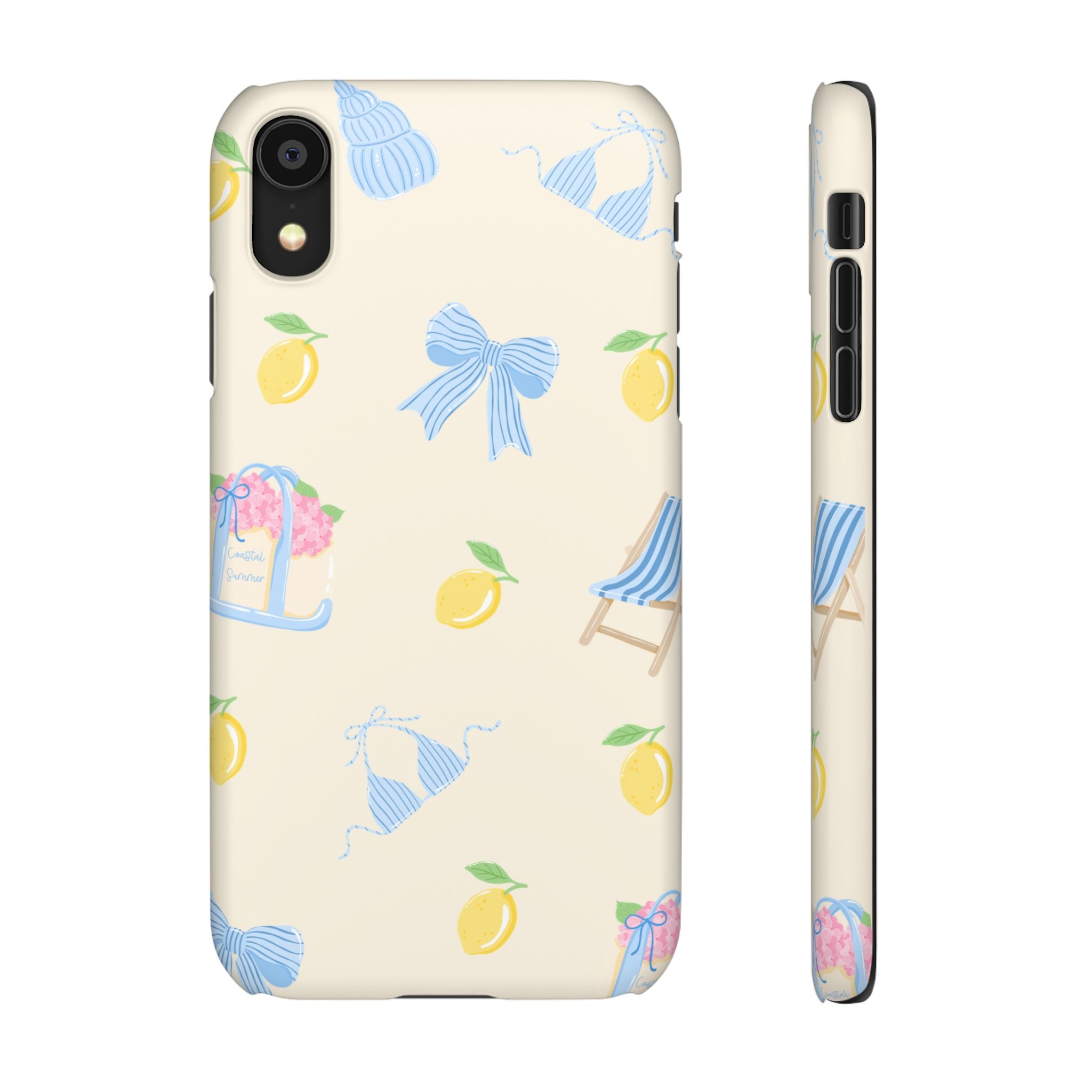 Cute Lemon & Beach Pattern Phone Case — Pastel Summer Snap Case