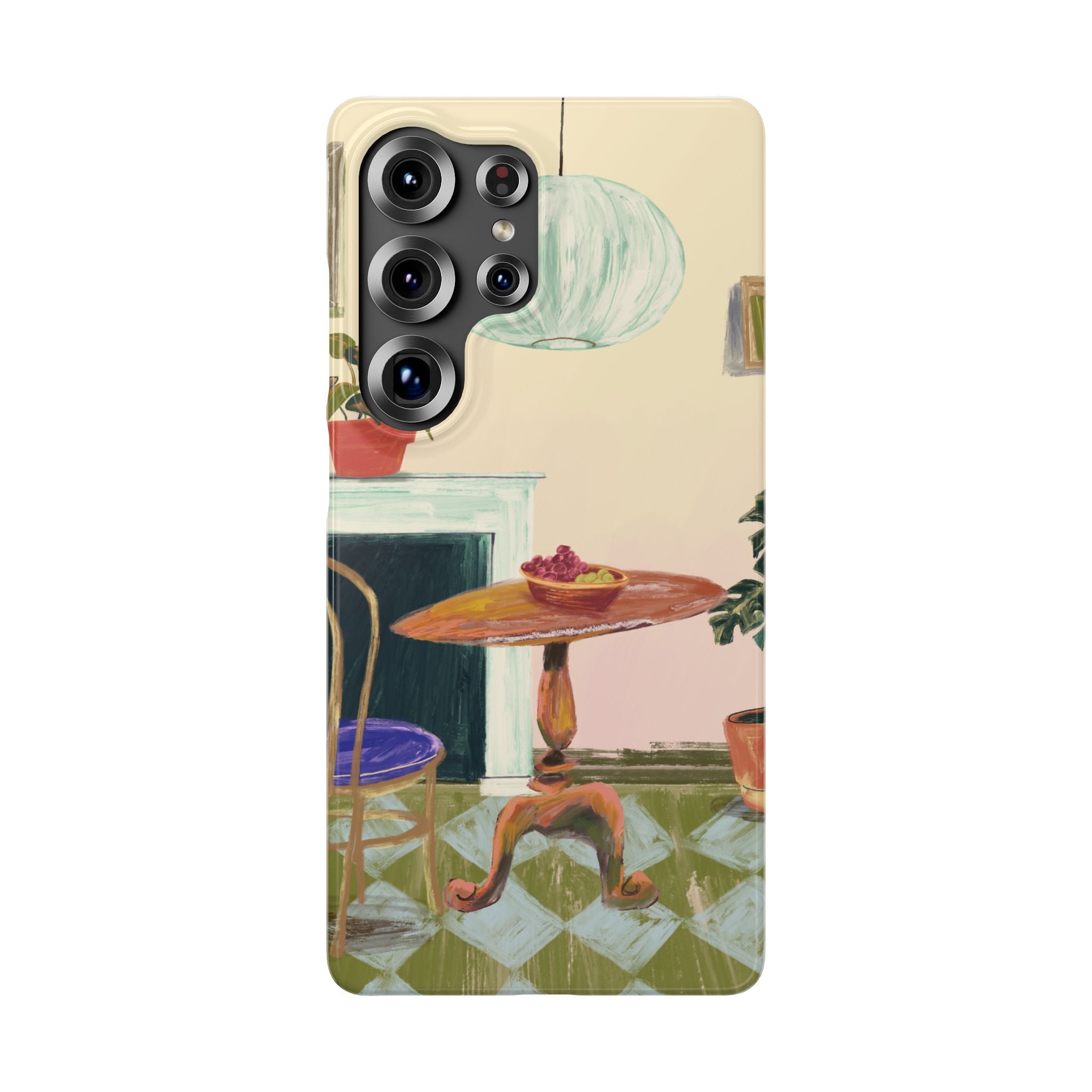 Vintage Bistro Phone Case — Cozy Cafe Interior Illustration Snap Case