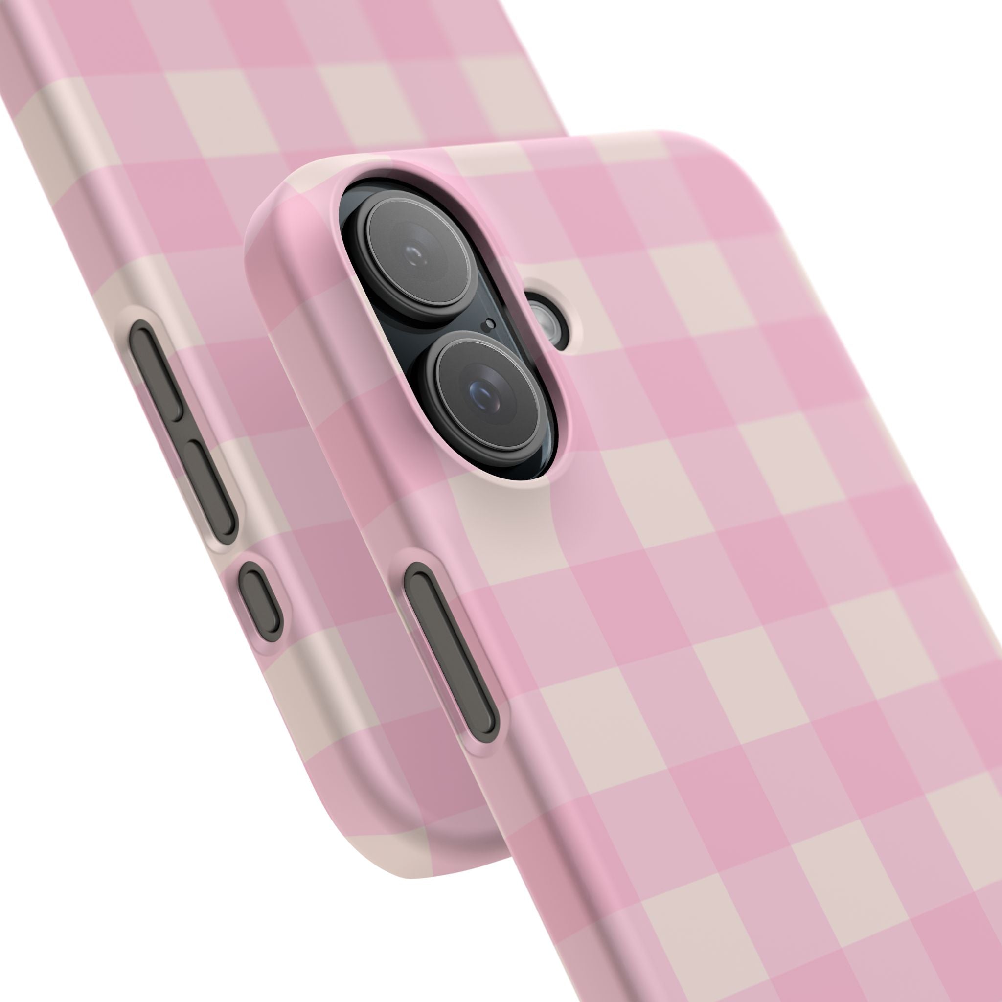 Pink Gingham Snap Phone Case - Cute Pastel Checkered iPhone Cover