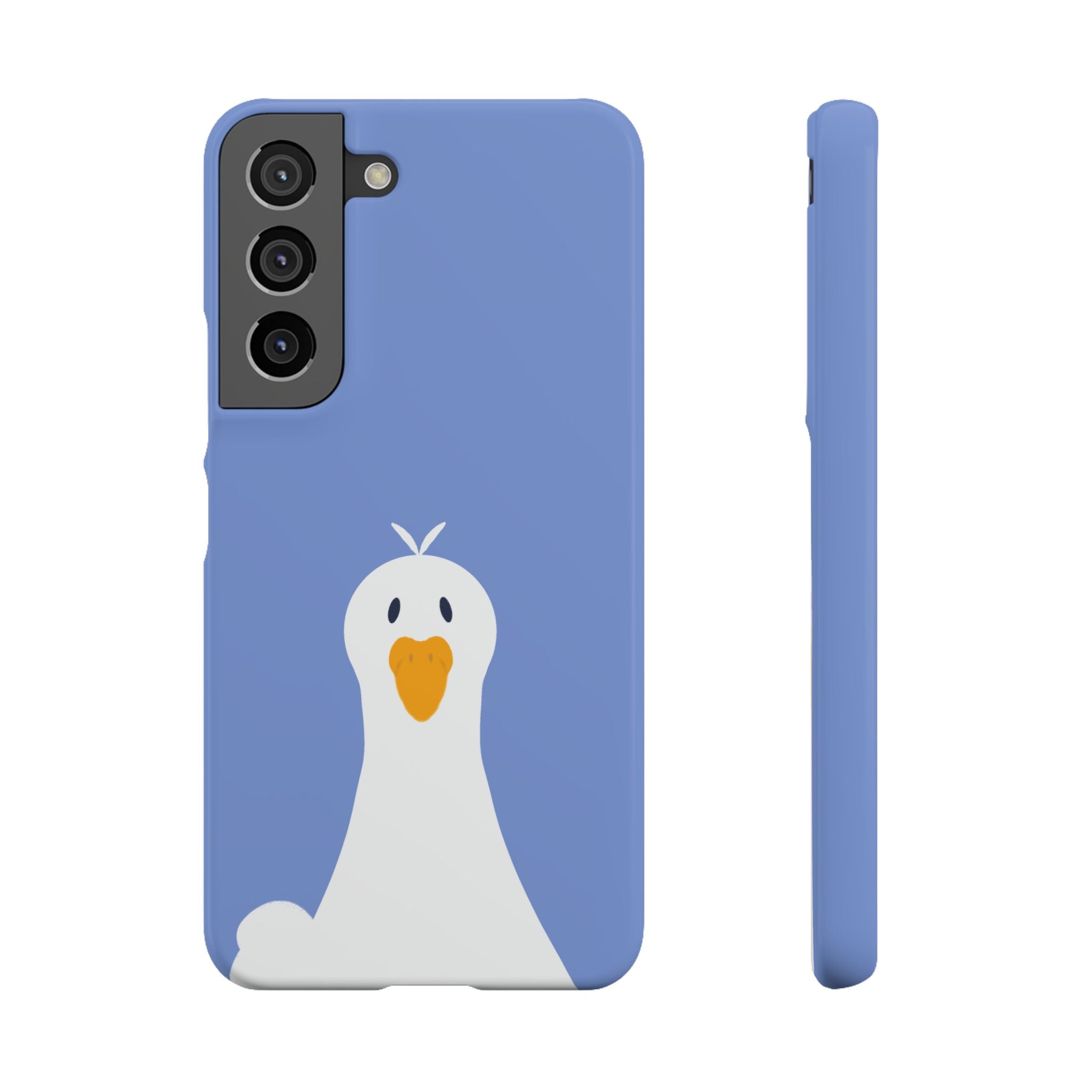 Cute Goose Phone Case – Blue Snap Phone Cover with Whimsical Bird Design