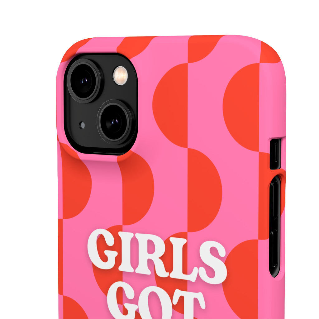 Girls Got Goals Phone Case - Retro Pink Red Motivational Snap Case