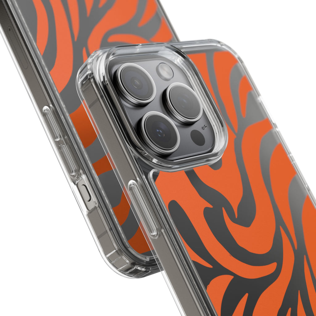 Orange Tiger Stripe Clear Phone Case — Bold Animal Print iPhone Cover
