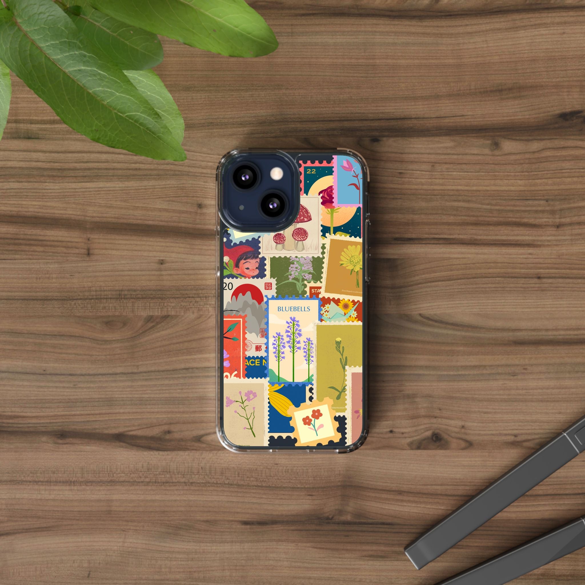 Clear Case — Vintage Floral Stamp Collage Phone Case
