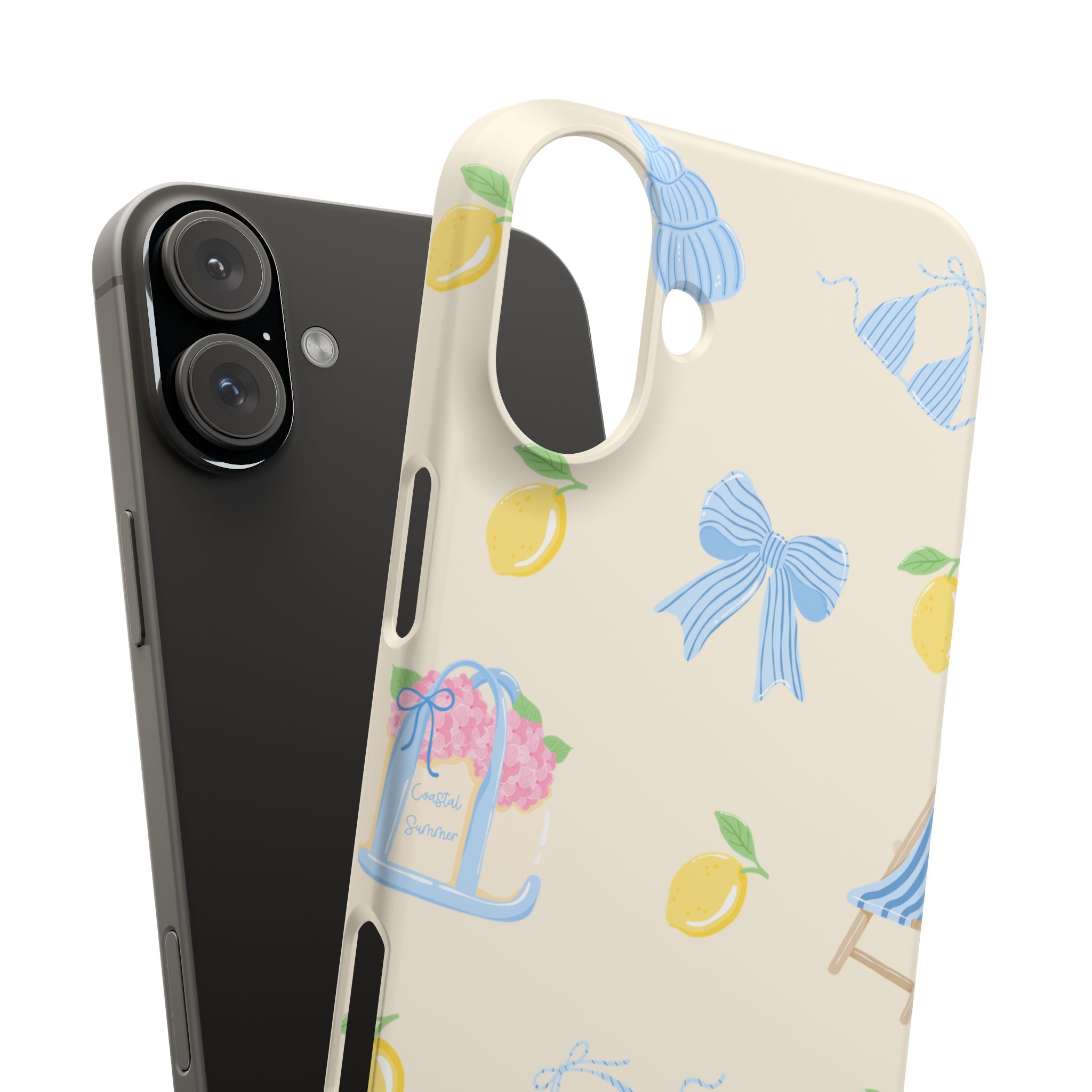 Cute Lemon & Beach Pattern Phone Case — Pastel Summer Snap Case