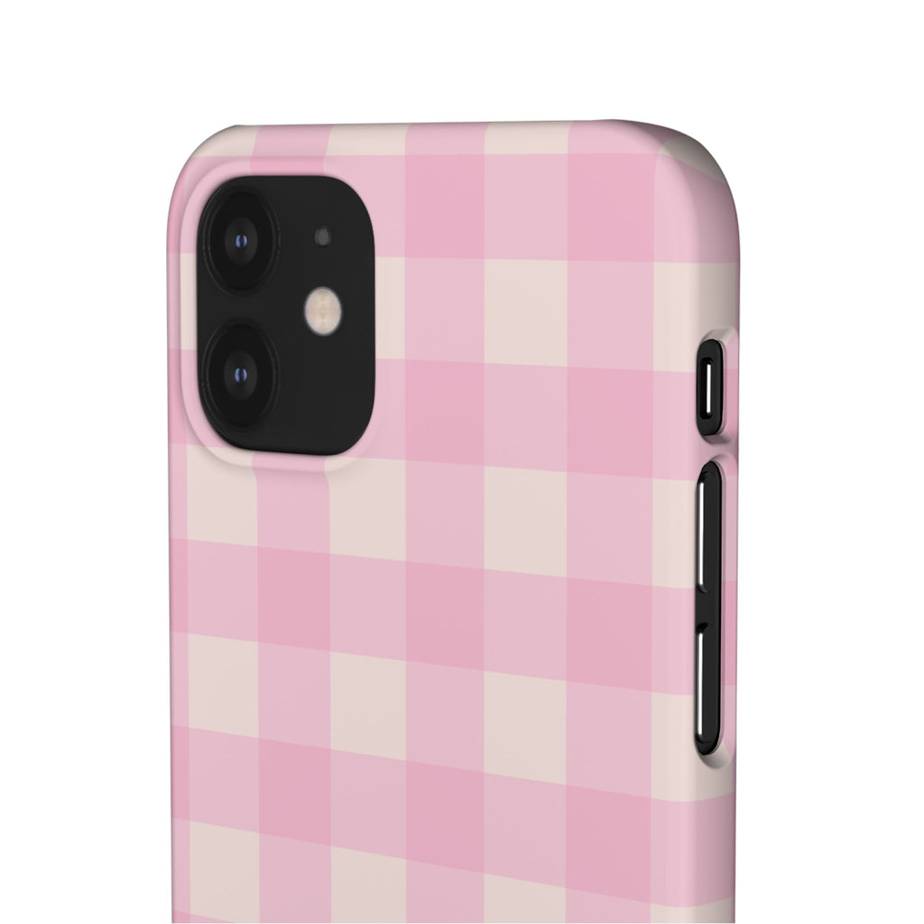 Pink Gingham Snap Phone Case - Cute Pastel Checkered iPhone Cover