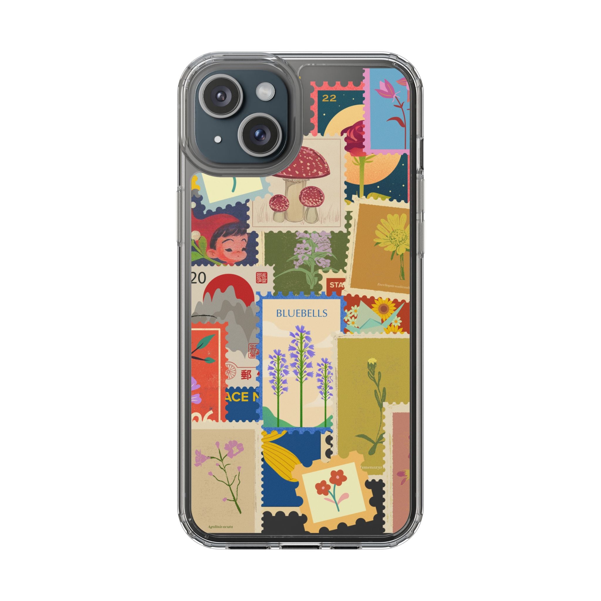 Clear Case — Vintage Floral Stamp Collage Phone Case