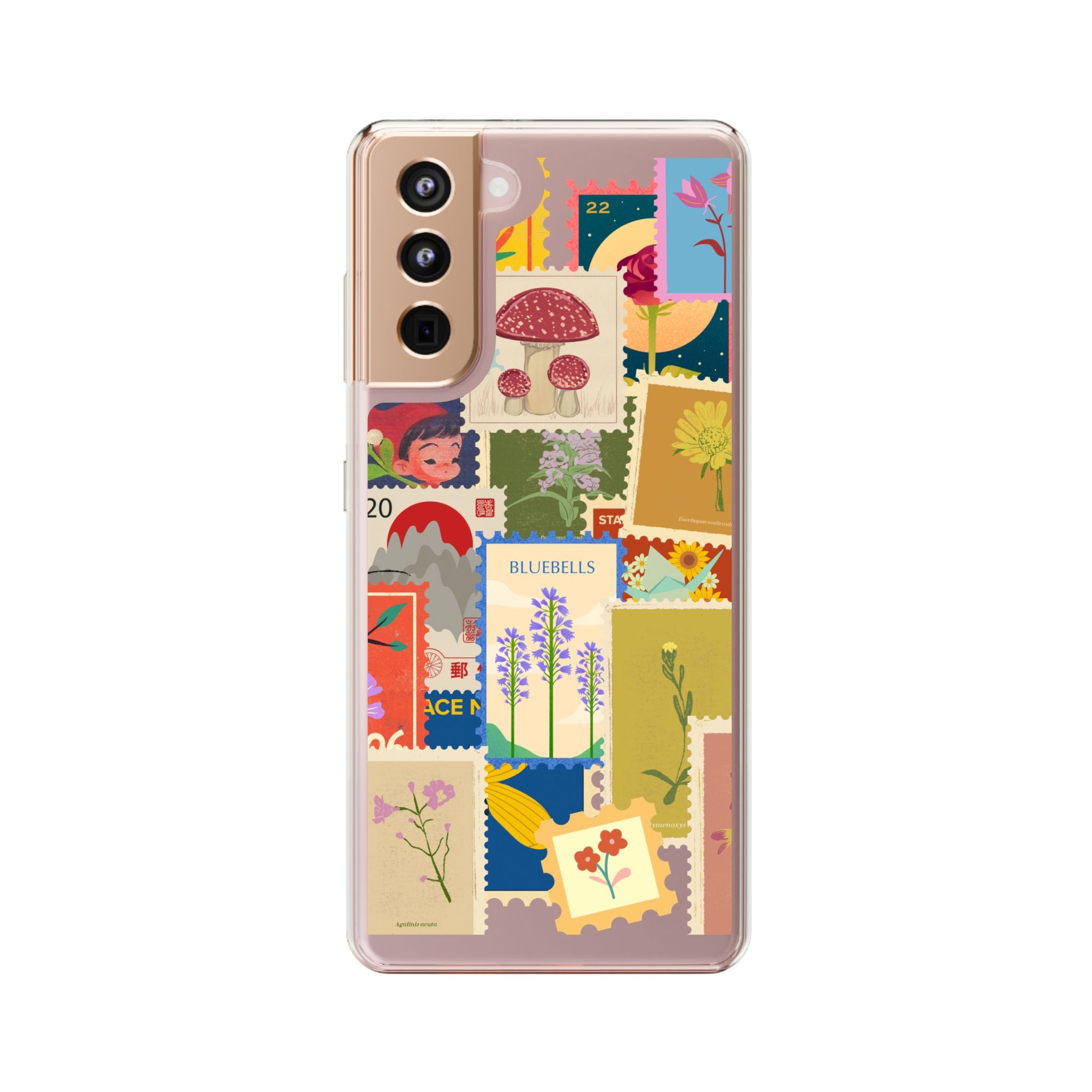Clear Case — Vintage Floral Stamp Collage Phone Case
